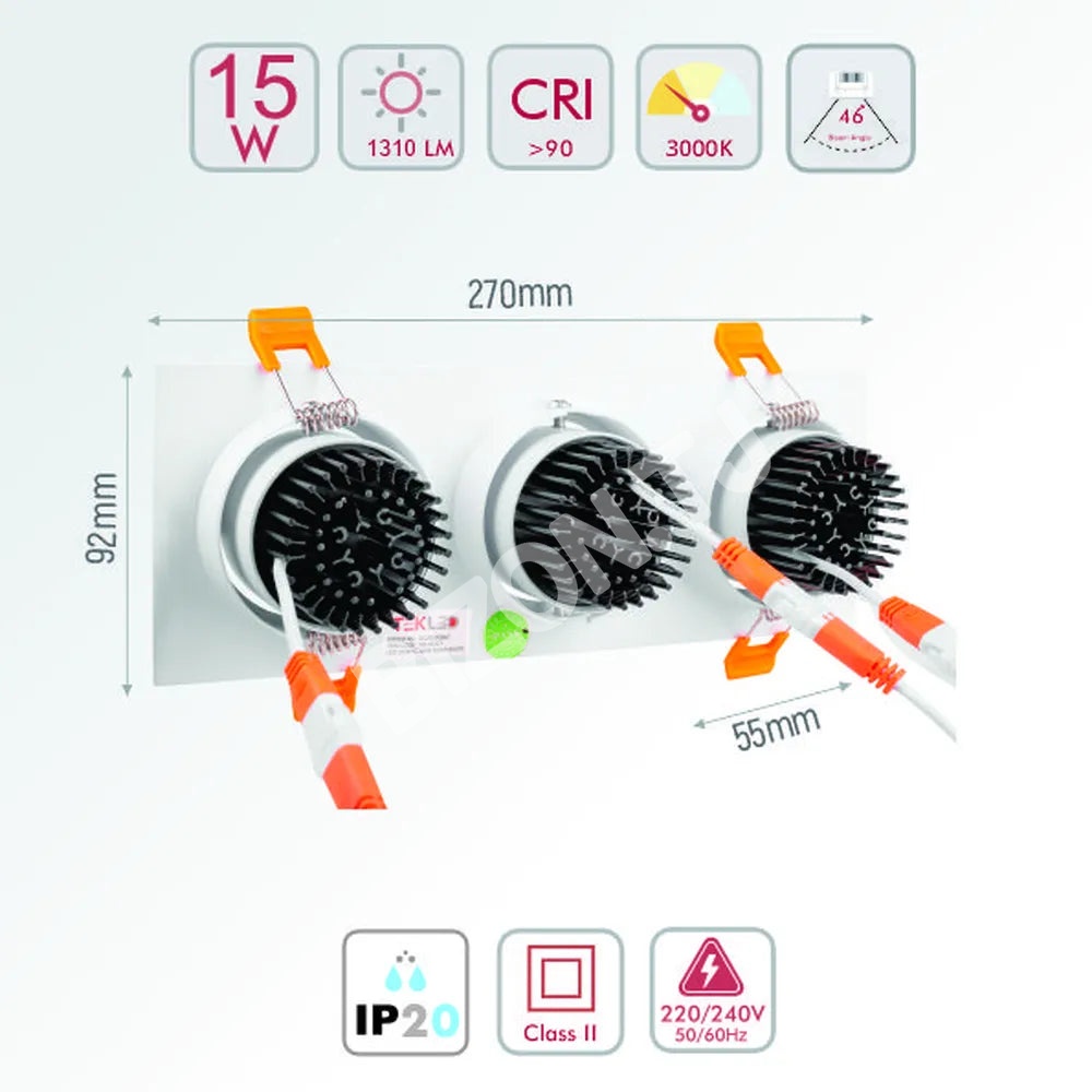 Светильник LED OC001C 3×5 Вт 3000 К белый 100-265 В (TS)20, 165-033232 5
