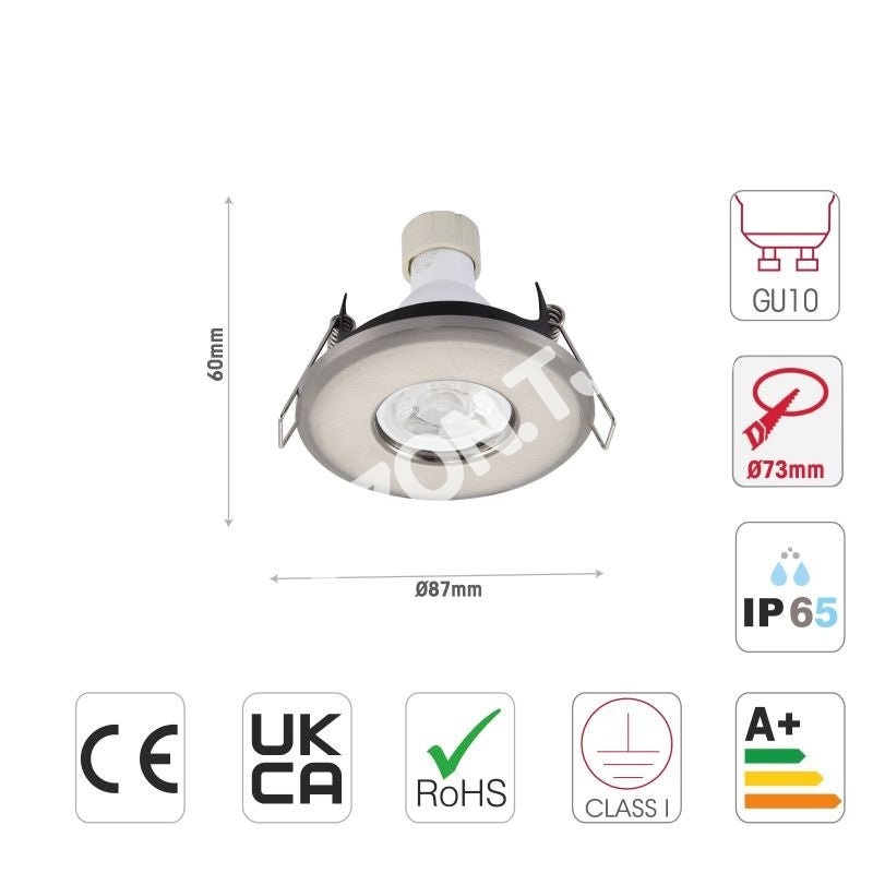 Светильник IP65 Fixed Diecasting даунлайт с GU10 Terminal Bracket And Junction Box сатиновый никель, 143-03734 5
