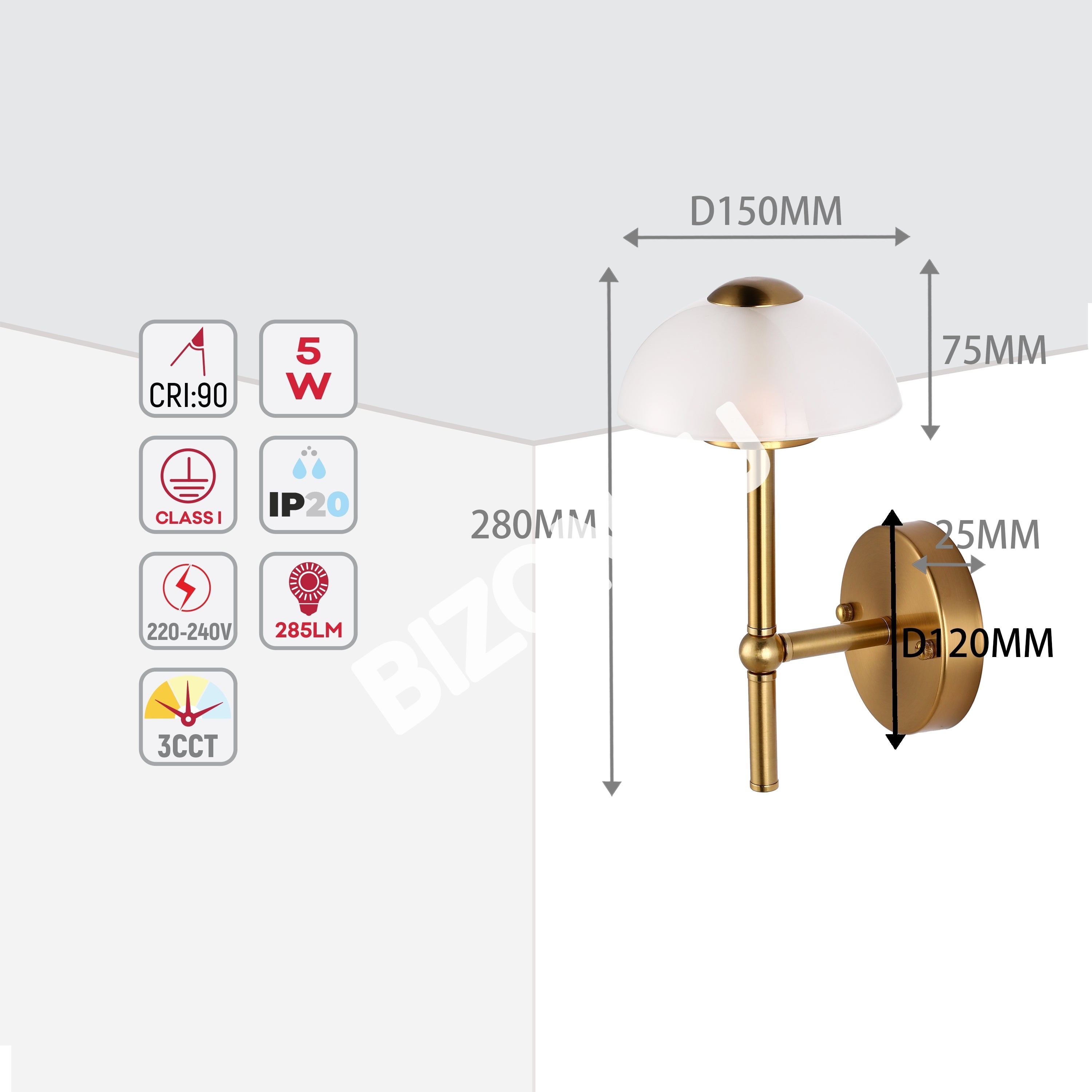 Бронзовый LED настенный светильник 6565-A Amber стекло 5 Вт 3CCT, 151-20118 14