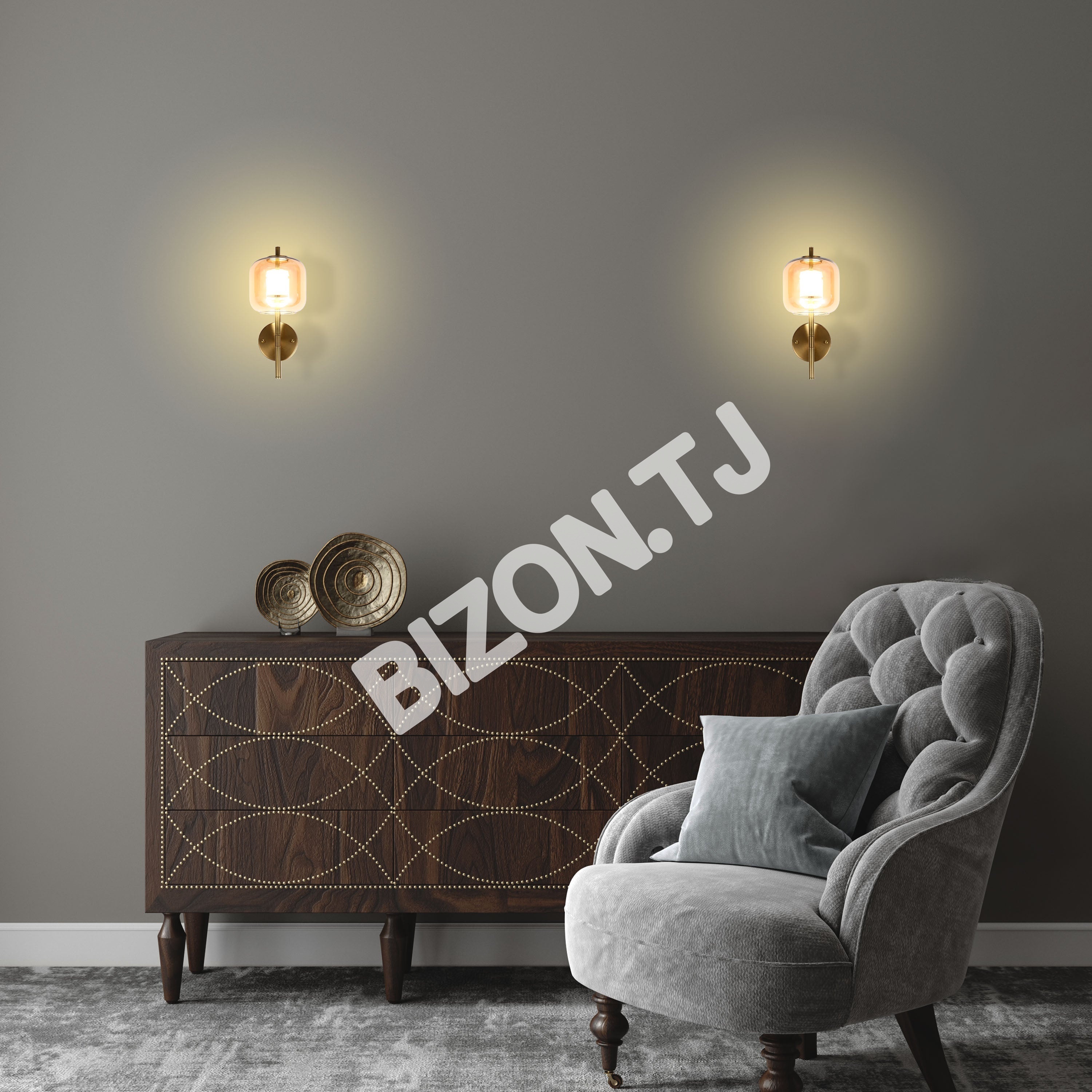 Бронзовый LED настенный светильник 6605-A Amber стекло 5 Вт 3CCT, 151-20108 2