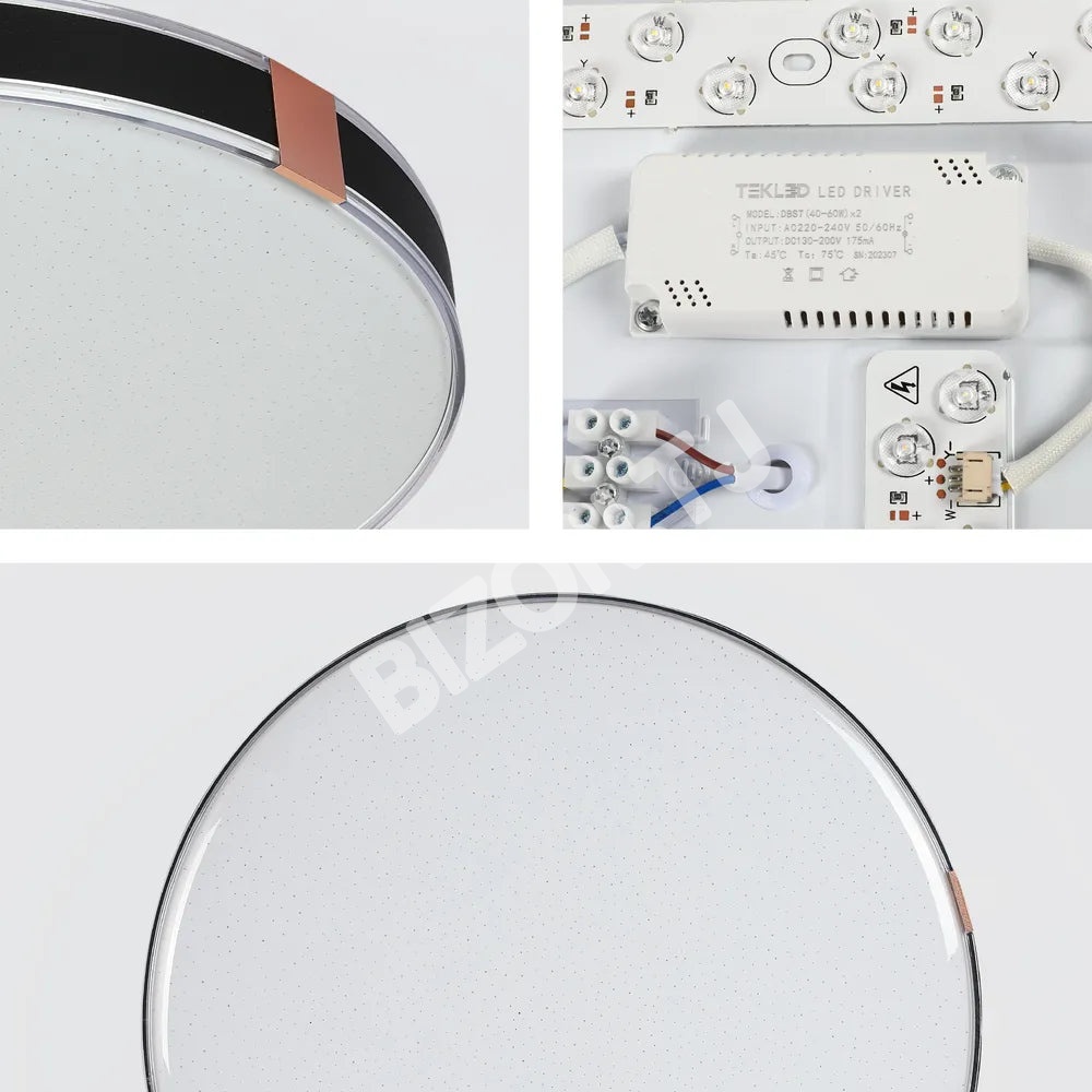 Светильник LED сверкающий потолоч Светильник BOVER 40Wx2 черный D500, 165-16032 7