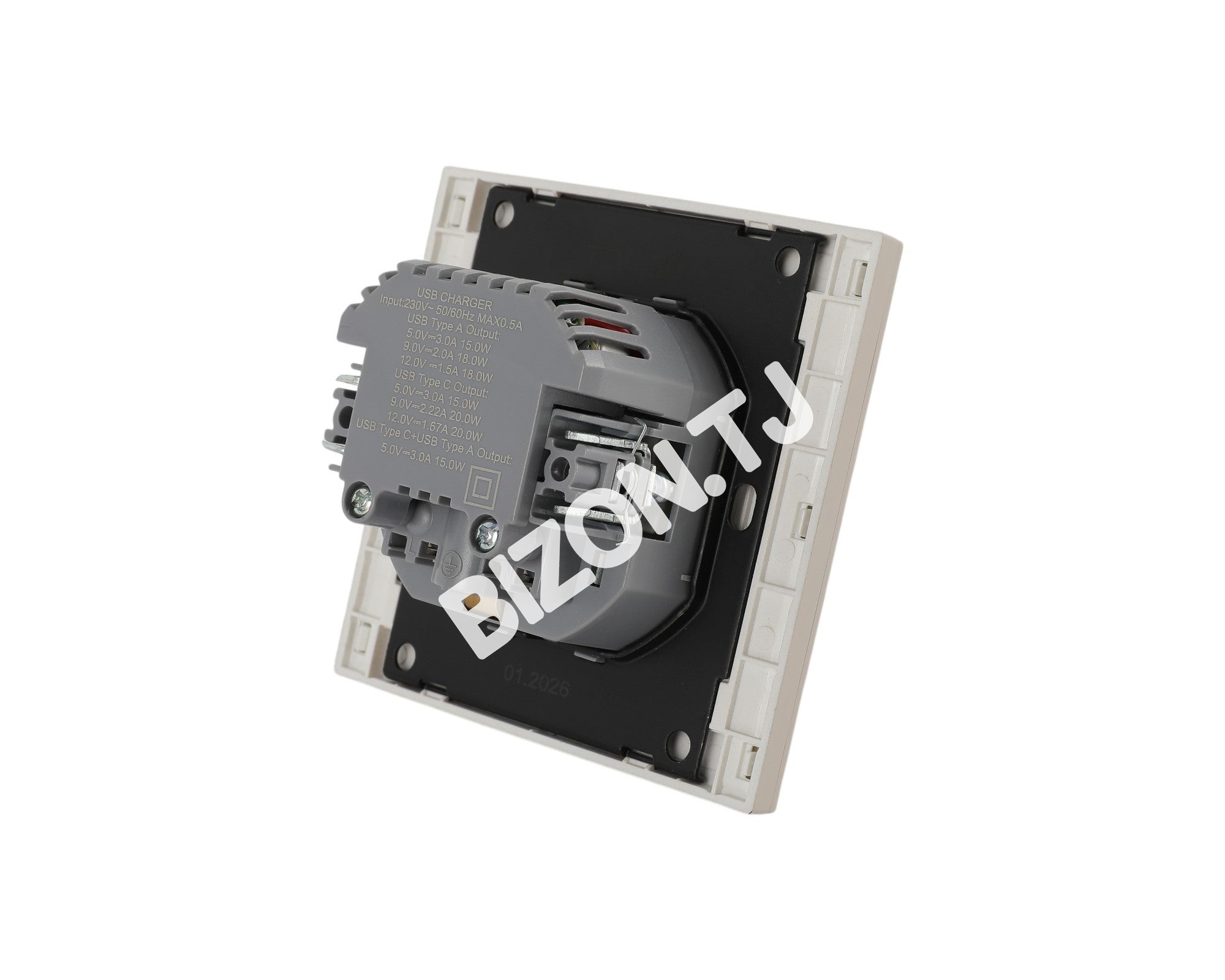 Розетка Schuko с USB+TYPE C 20Вт, с / у, Темно-серая, серия NIZMO, ELECTRIC 96 / 8, 283-03592 18