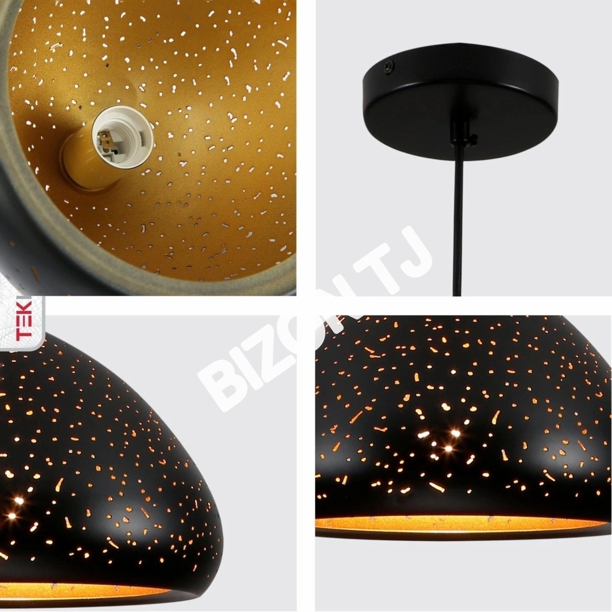 Черный золотой Dome Moroccan Night Milkyway потолочный подвесной светильник с E27 Fitting, 150-18380 11