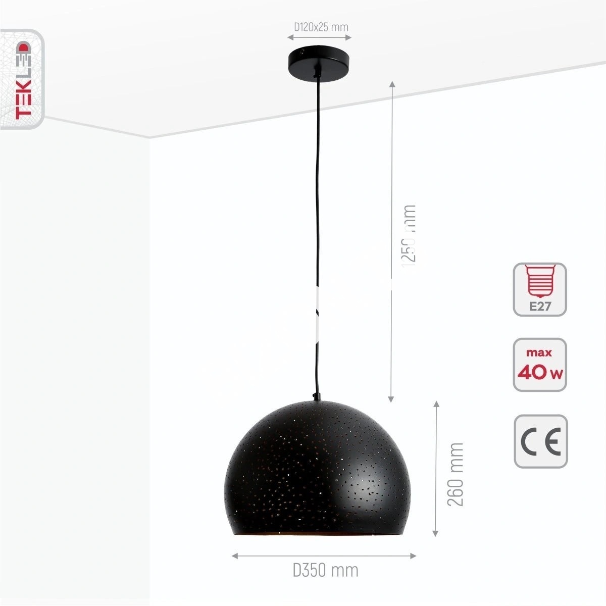 Черный золотой Dome Moroccan Night Milkyway потолочный подвесной светильник с E27 Fitting, 150-18380 9