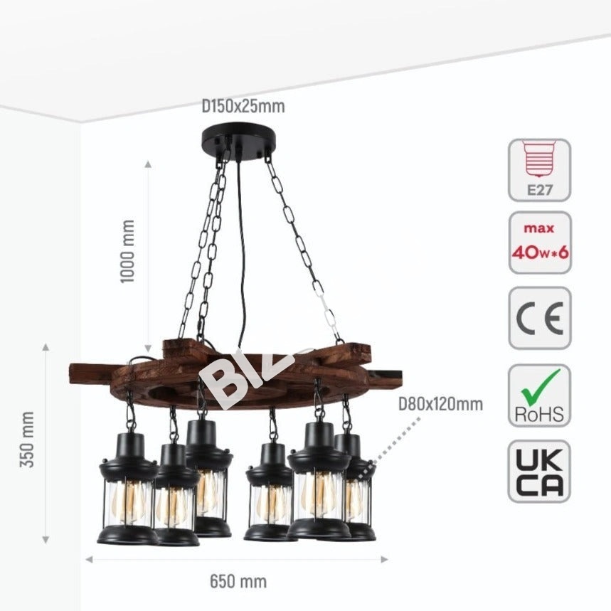 Люстра Old дерево Guitar 6 Lamps island потолочный Chandelier светильник с E27, 158-17872 16