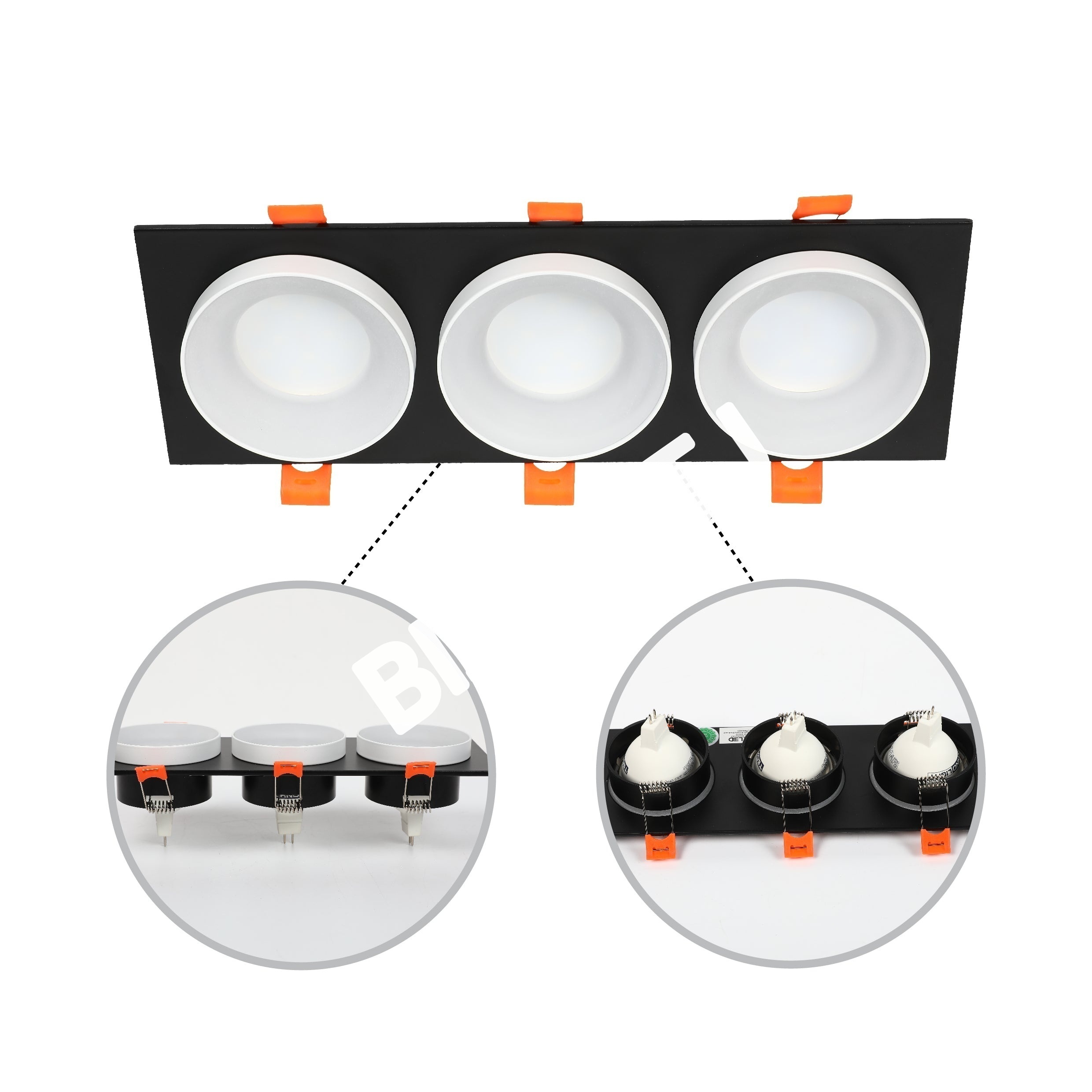 Светильник Grille Rectangle Recessed Tilt даунлайт GU5.3 белый and черный 2 way, 143-03514 24