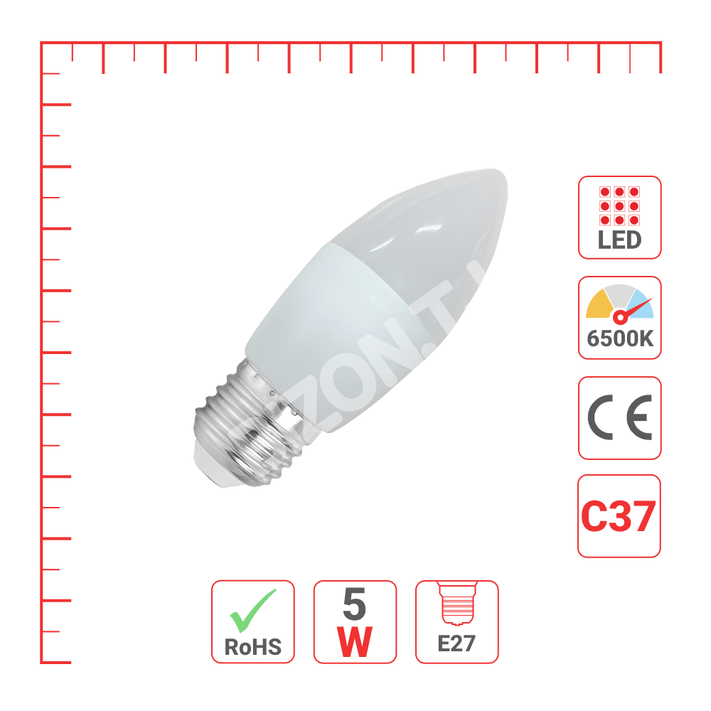 LAMPA LED C37 5 Вт 6500 К E, 527-15182 3