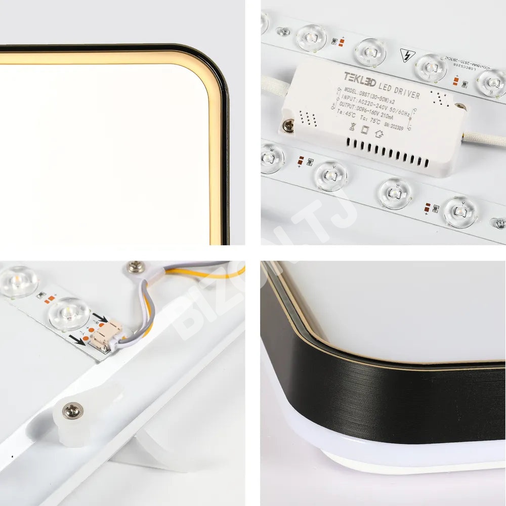 Светильник LED потолоч квадрат Светильник BGS500 36Wx2 черный золотой, 165-16008 7