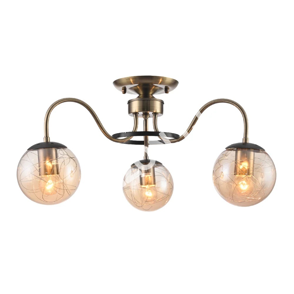 Люстра 8801-3 3xE27 AMBER+черный, 159-17994