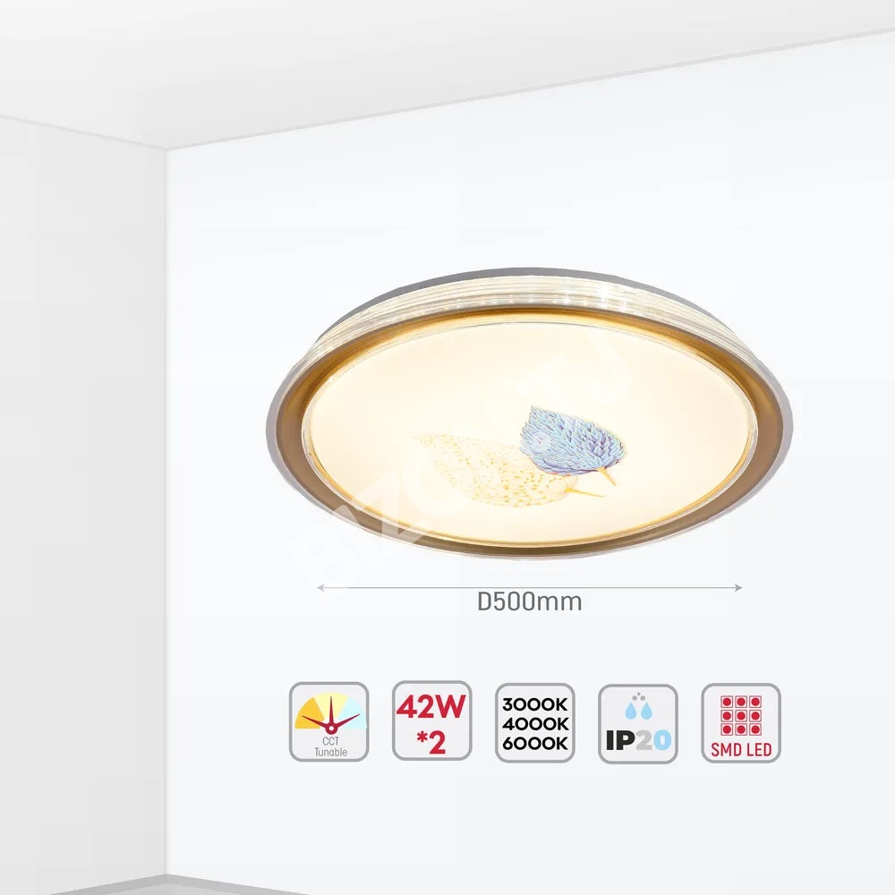 Светильник LED потолочный Светильник LEAVES 40Wx2 золотой D500 6000 К / 4, 165-16036 5