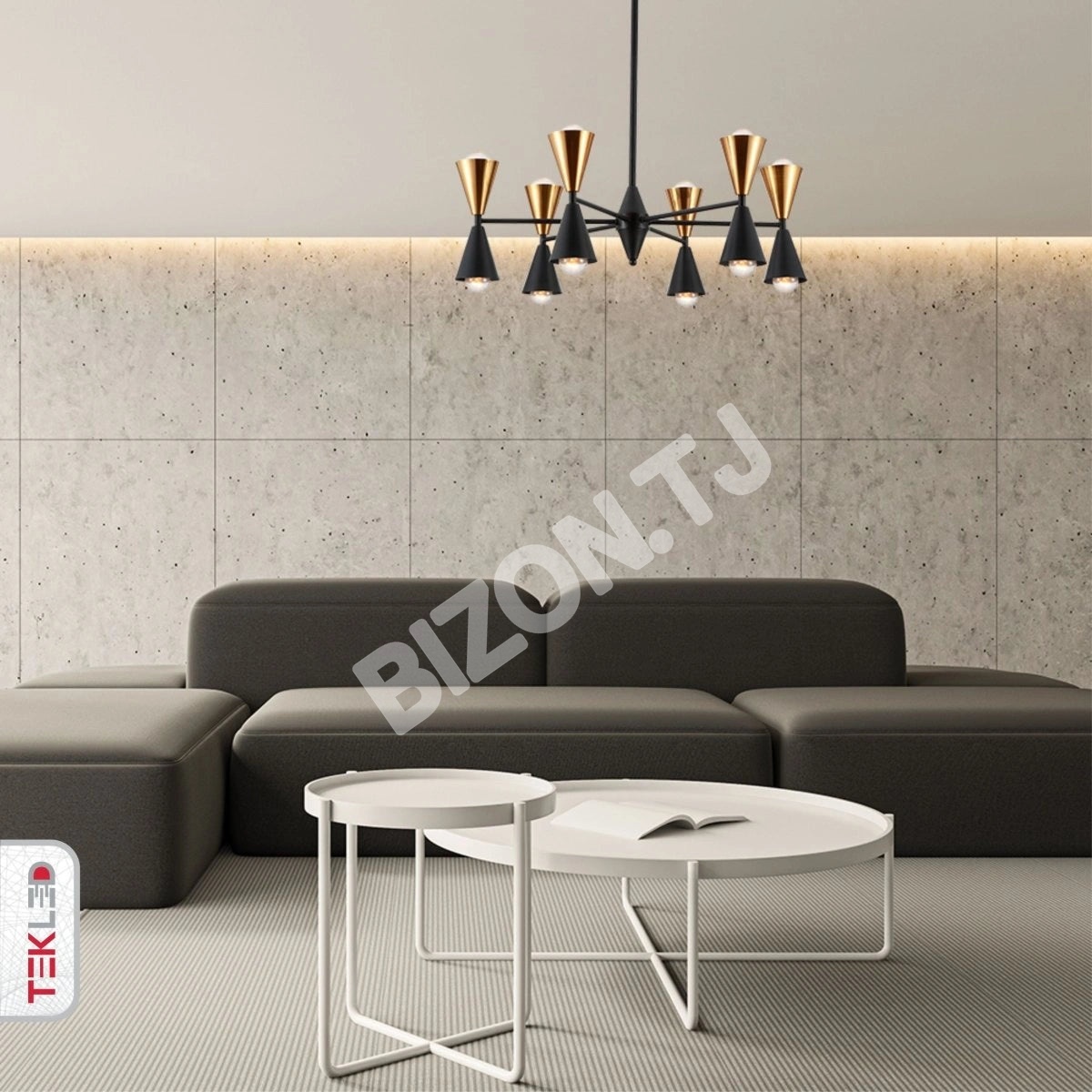 Светильник черный золотой Up Down Funnel современный Chandelier потолочный светильник с 12xE27, 150-18280 6