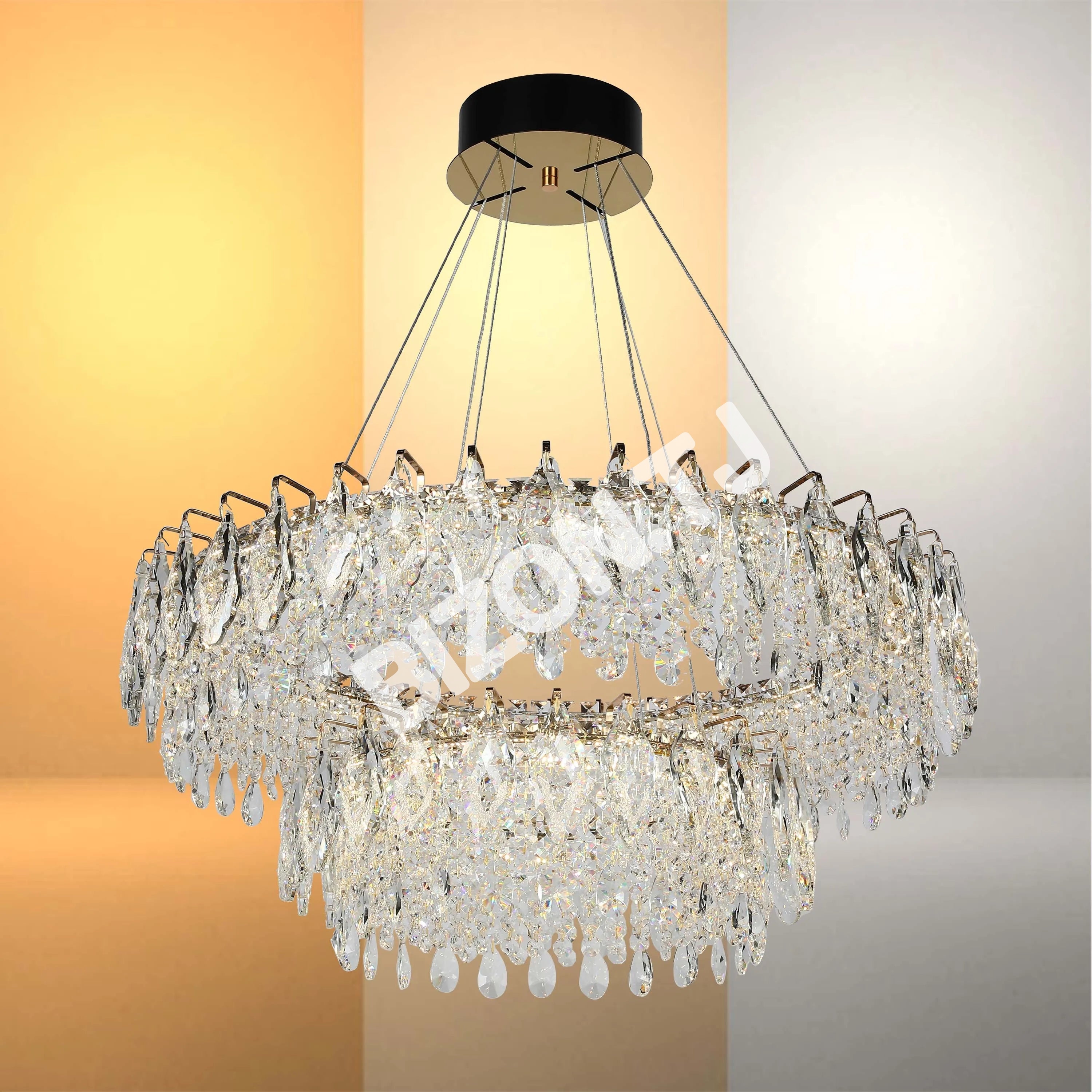 Люстра Crystal золотой Q8993 85 Вт+40 Вт D800+D500мм 3, 159-18352 8