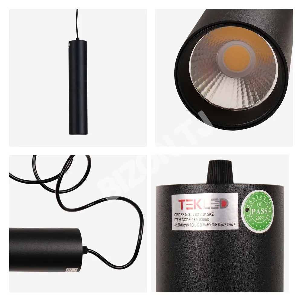 Светильник LED магнитный ROLL-02 20 Вт 48 В 4000 К черный трековый, 169-03050 5