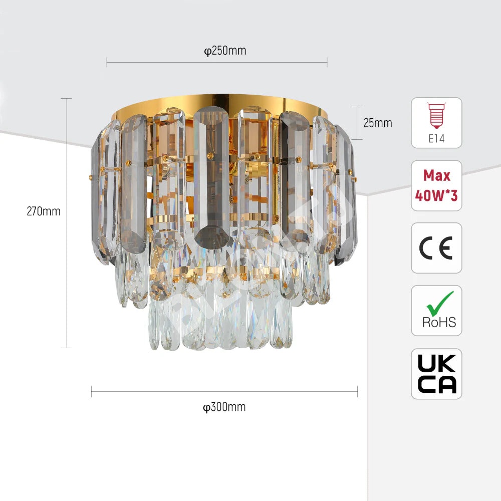 Люстра Crystal 3xE14 золотой 300ммx270мм, 159-18104 5