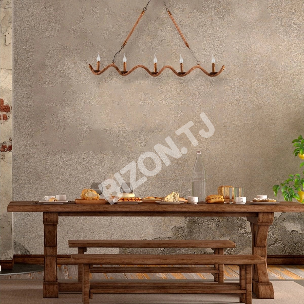 Люстра Hemp Rope Spiral Island потолочный Chandelier светильник с 5xE14, 158-17592 5