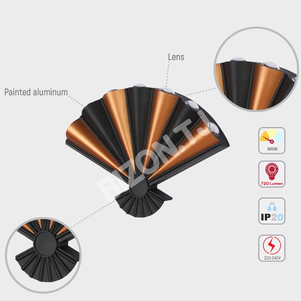 Современный Folding Fan 8 way LED настенный светильник черный 3000, 182-03443 7