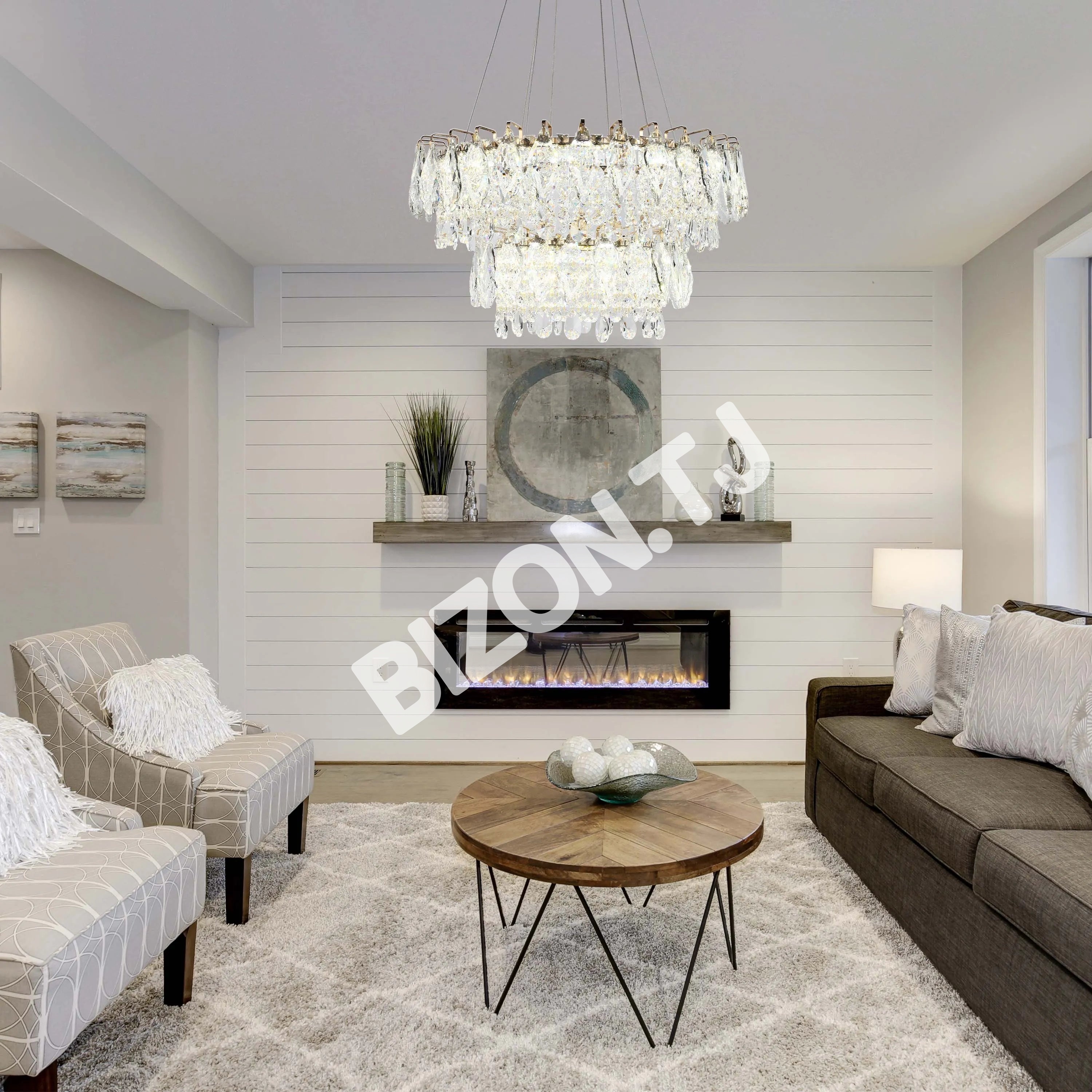 Люстра Crystal золотой Q8993 85 Вт+40 Вт D800+D500мм 3, 159-18352 10