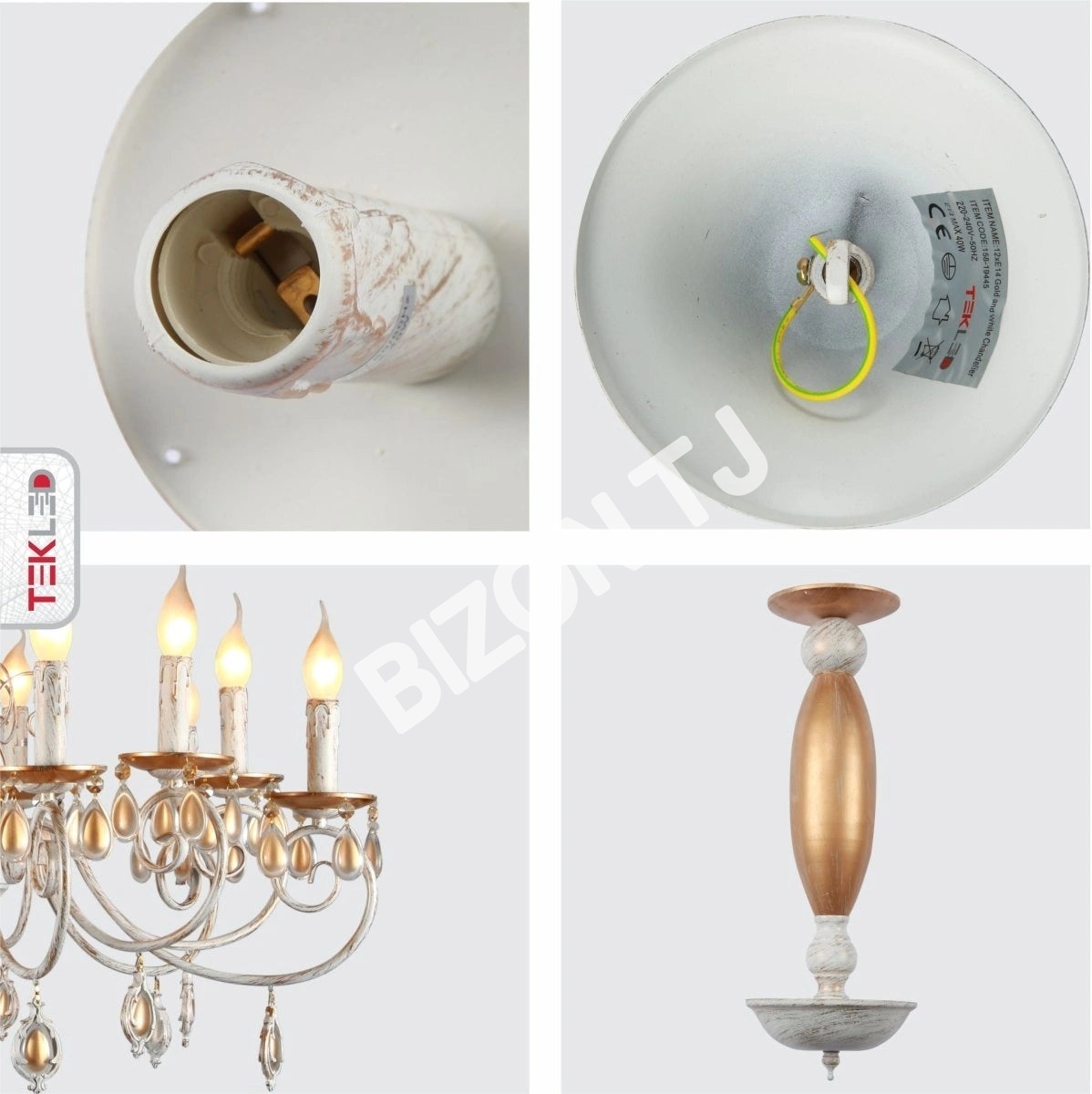 Люстра Amber Crystal золотой and белый металл 12 Arm потолочный Chandelier светильник с E14, 158-19445 7