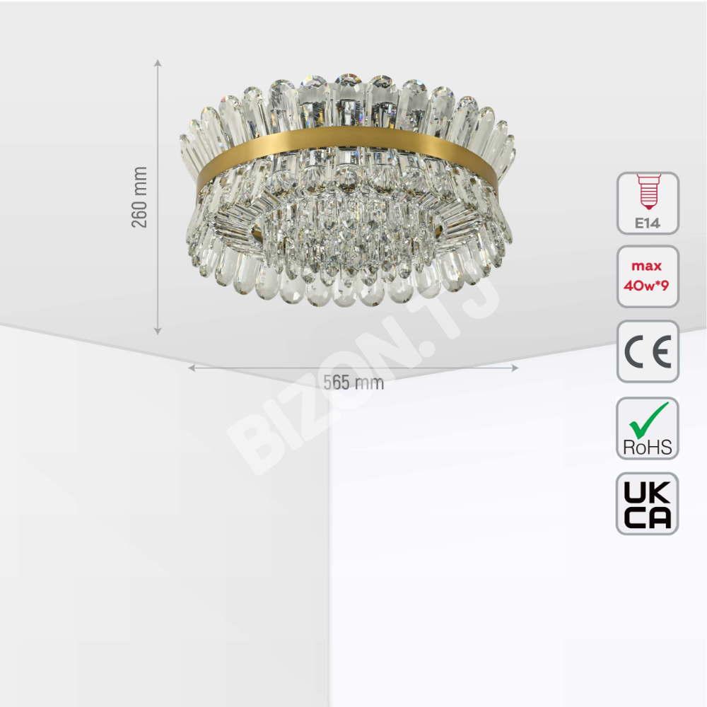 Люстра C1860 9xE14 хром 580 мм, 159-18074 18