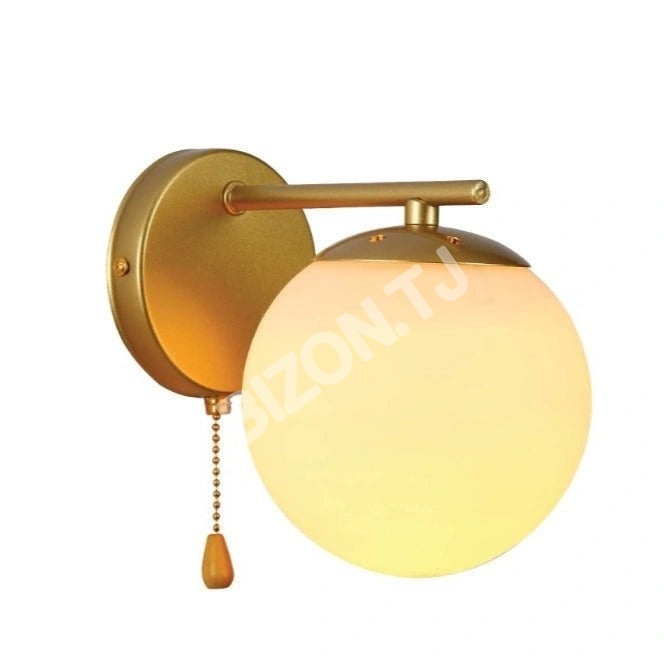 Выключатель опал GLOBE стекло золотой металл BODY VINTAGE RETRO настенный светильник с PULL DOWN SWITCH E27 FITTING золотой, 151-19780