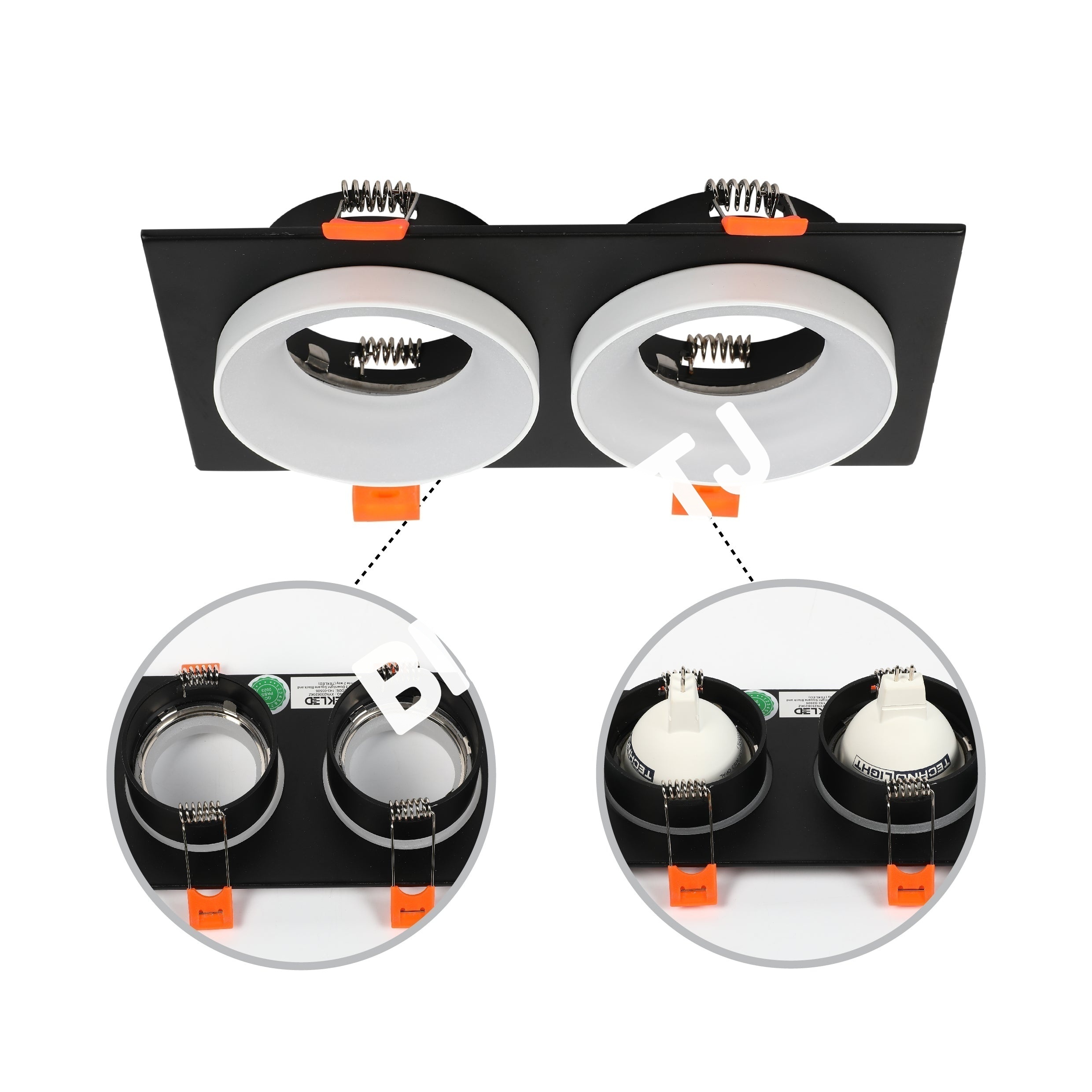 Светильник Grille Rectangle Recessed Tilt даунлайт GU5.3 белый and черный 2 way, 143-03514 20