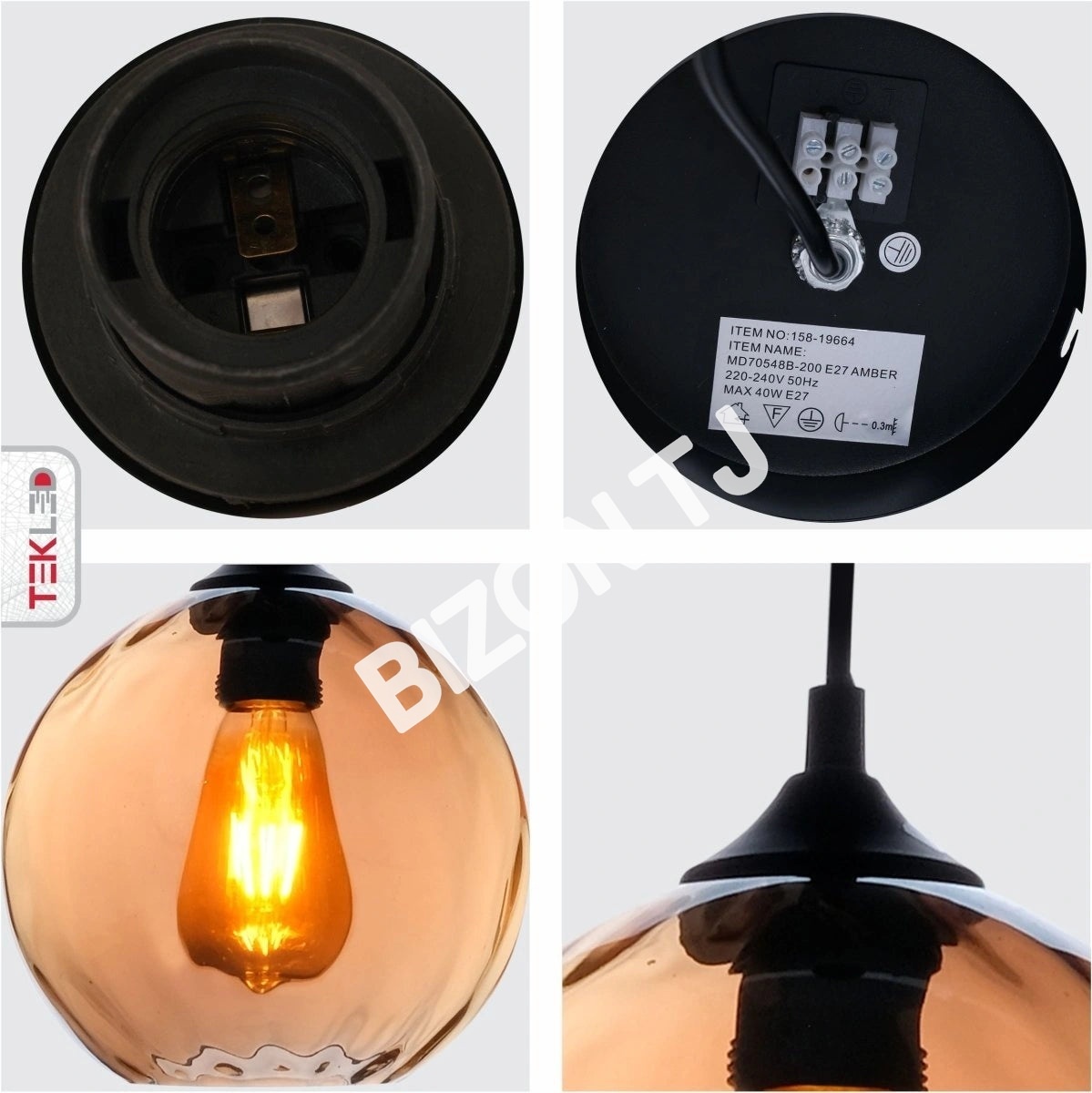 Люстра Chandelier MD70548B-1xE27 D300 AMBER золотой, 158-19668 15