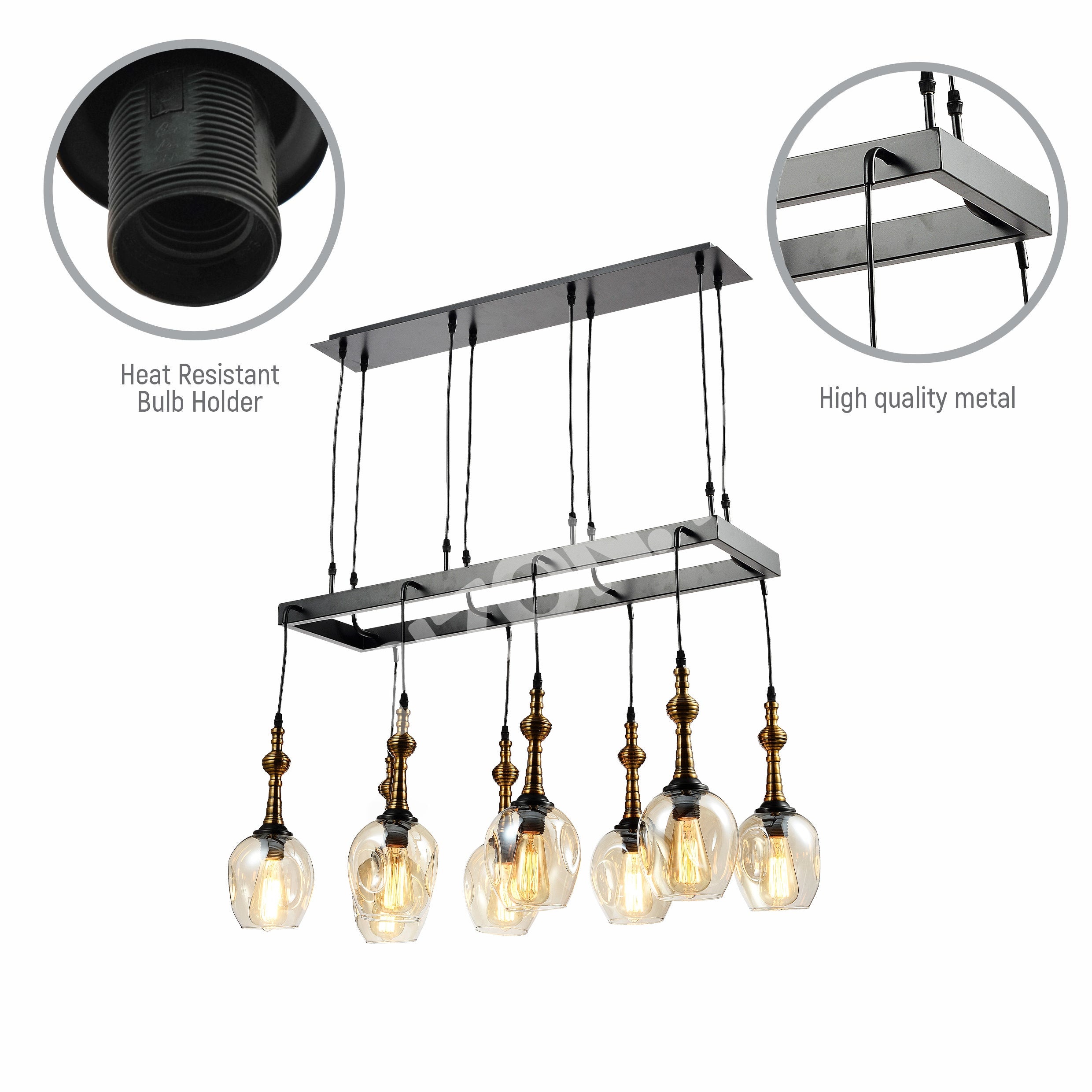 Люстра Amber Cone стекло черный металл Island потолочный Chandelier светильник с 8xE27, 158-19582 3