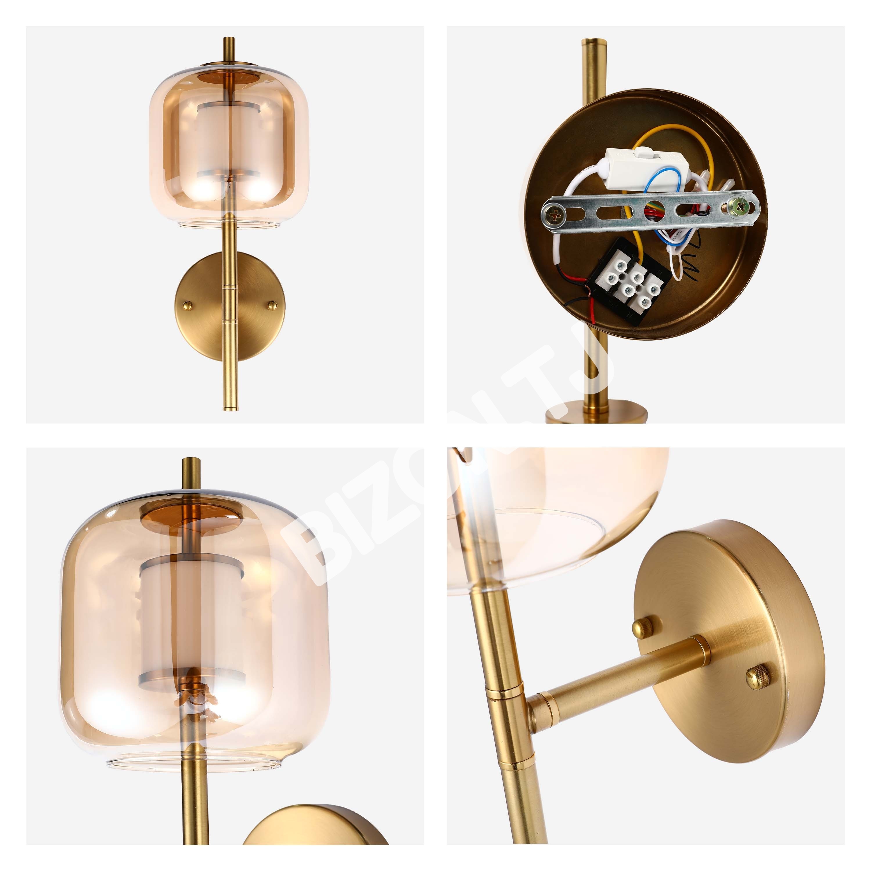 Бронзовый LED настенный светильник 6605-A Amber стекло 5 Вт 3CCT, 151-20108 7