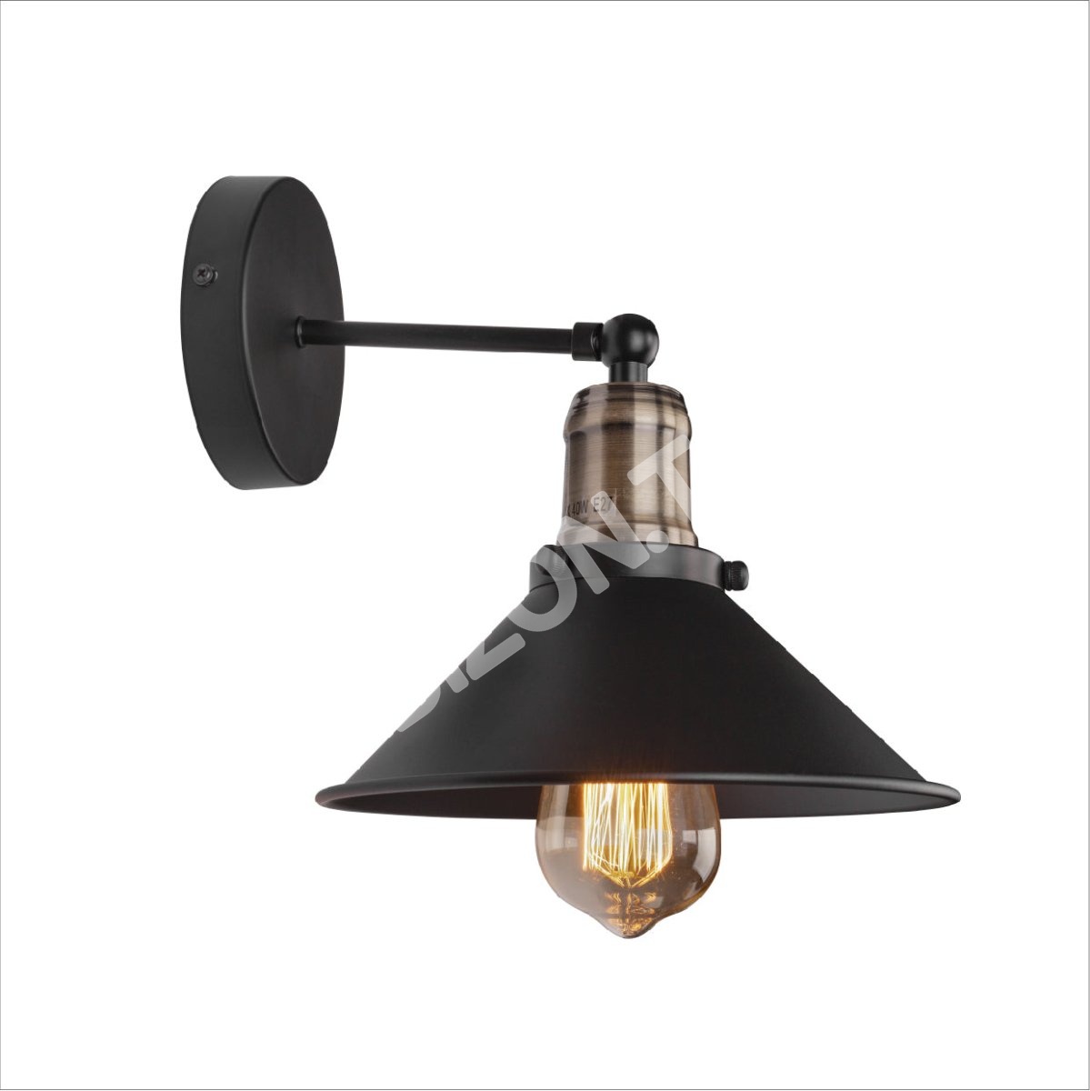 Черный Funnel металл Hinged настенный светильник wit, 151-19558