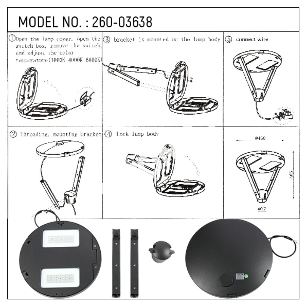 Светильник LED JYY600 60 Вт DARK серый 3000 К / 4000 К / 6000 К, 260-03639 24