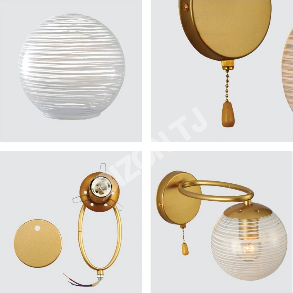 Бра Amber Globe стекло золотой металл E, 151-19788 4