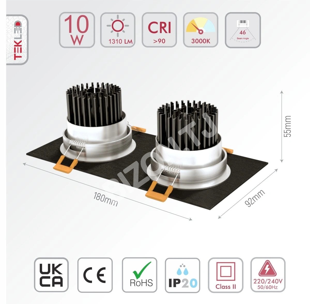 Светильник LED OC003B 2×5 Вт 3000 К черный UK IP20 3, 165-0332791 11
