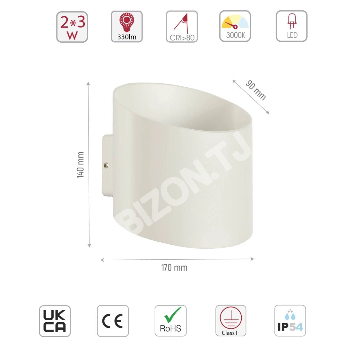 Белый Oblique Cylinder Up Down уличный современный LED, 182-03382 4