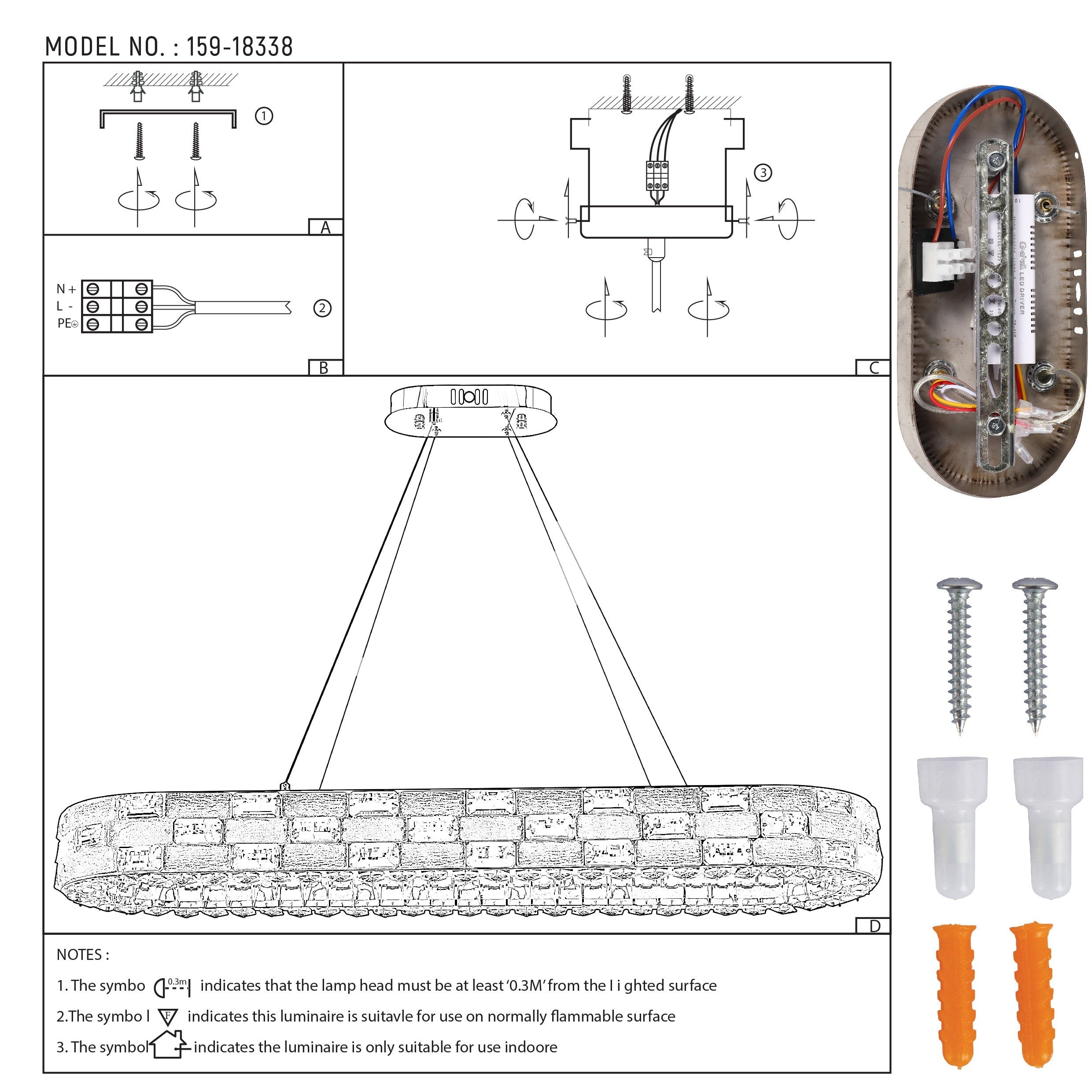 Люстра Crystal хром CB701 D500мм 3 Colour (с ди, 159-18334 21
