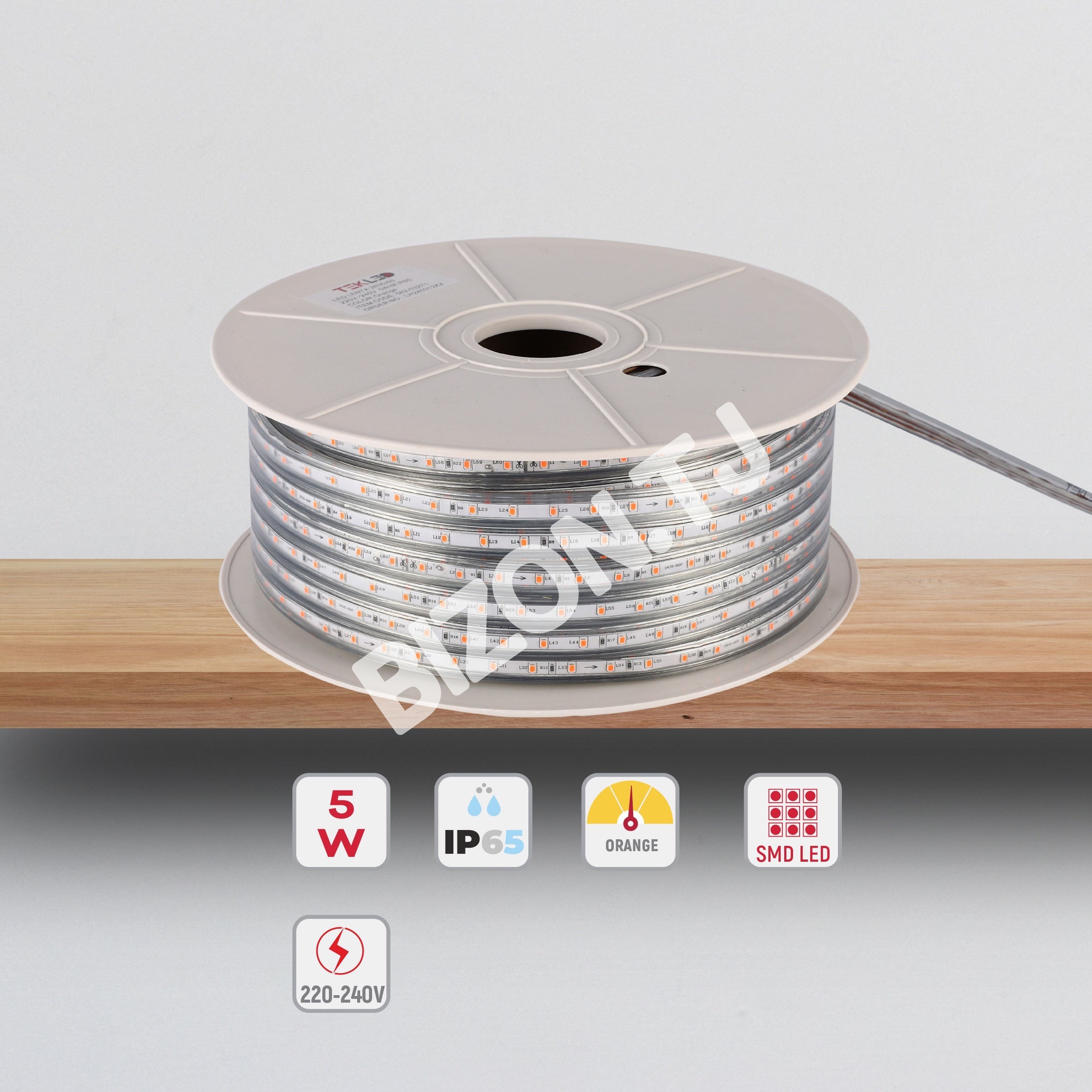 LED lentа 2835 / 60L 220 В оранжевый 7 Вт / M IP6550 м, 582-03271 4