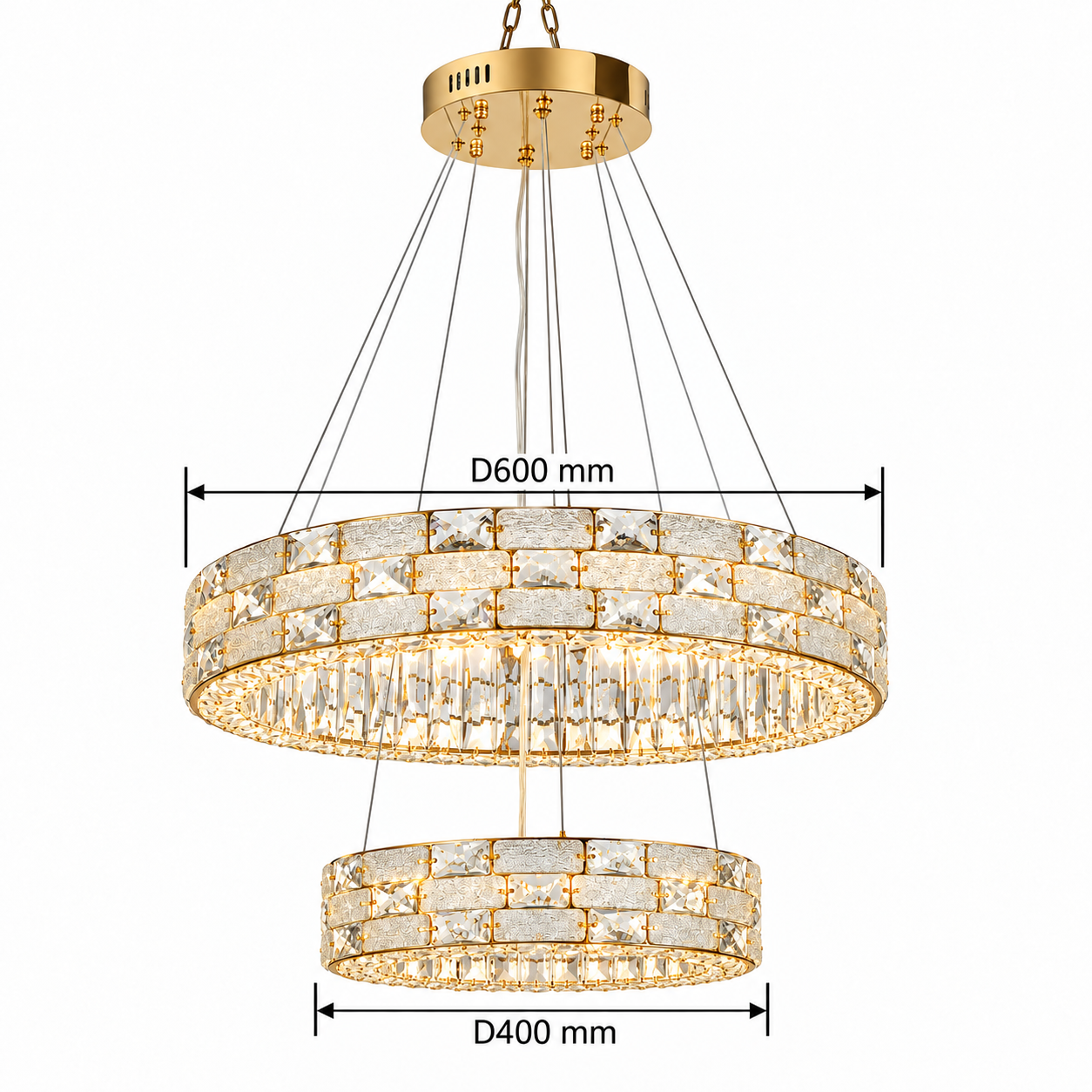 Люстра Crystal C7 3CCT золотой D600+D400мм, 159-18677 4