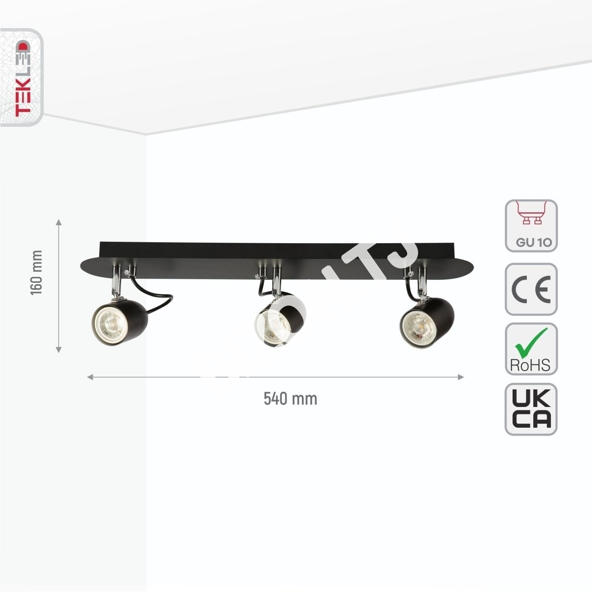 Лампа настенный лампа черный металл Adjustable Spotlight с GU10 Fitting, 151-19804 6