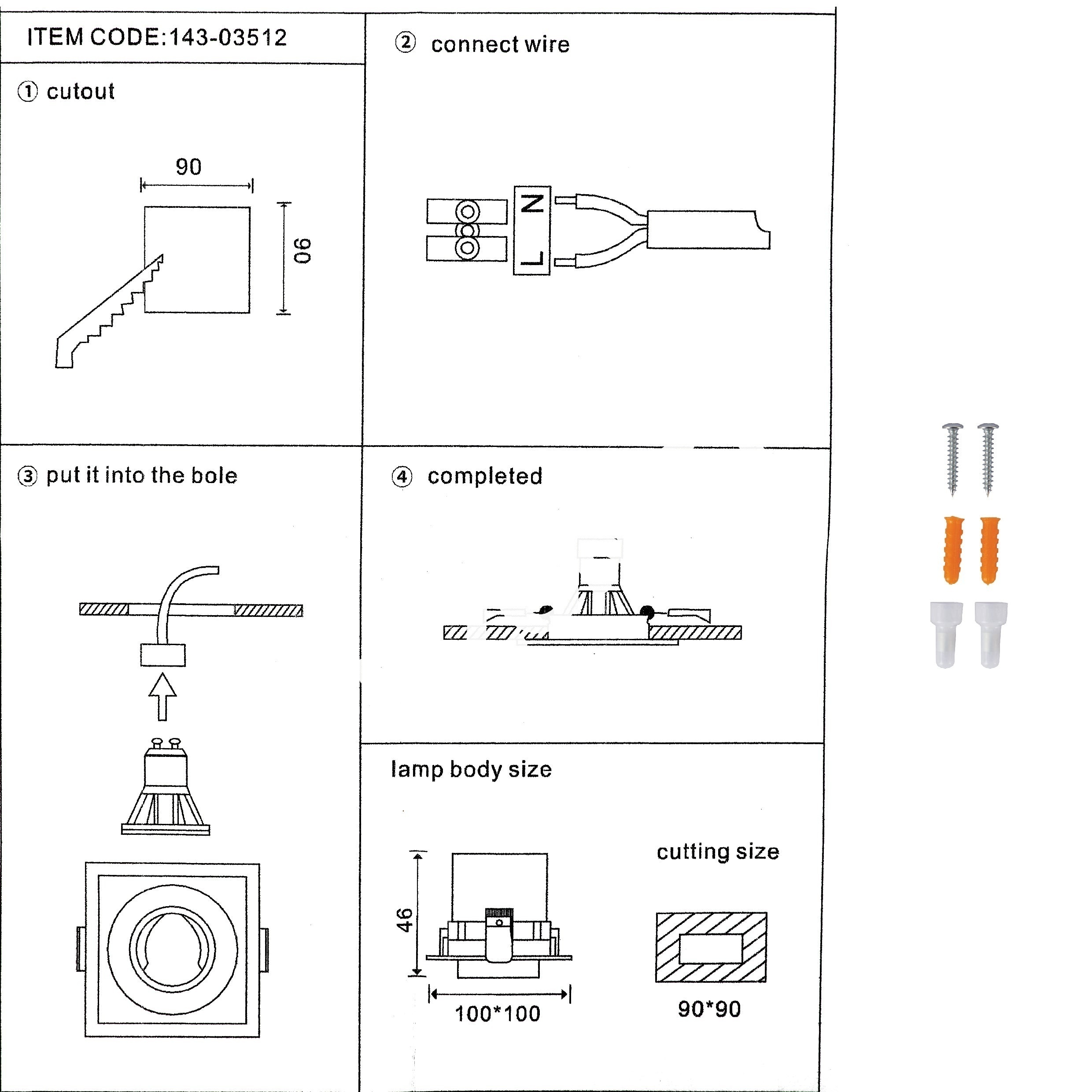 Светильник Grille Rectangle Recessed Tilt даунлайт GU5.3 белый and черный 2 way, 143-03514 35