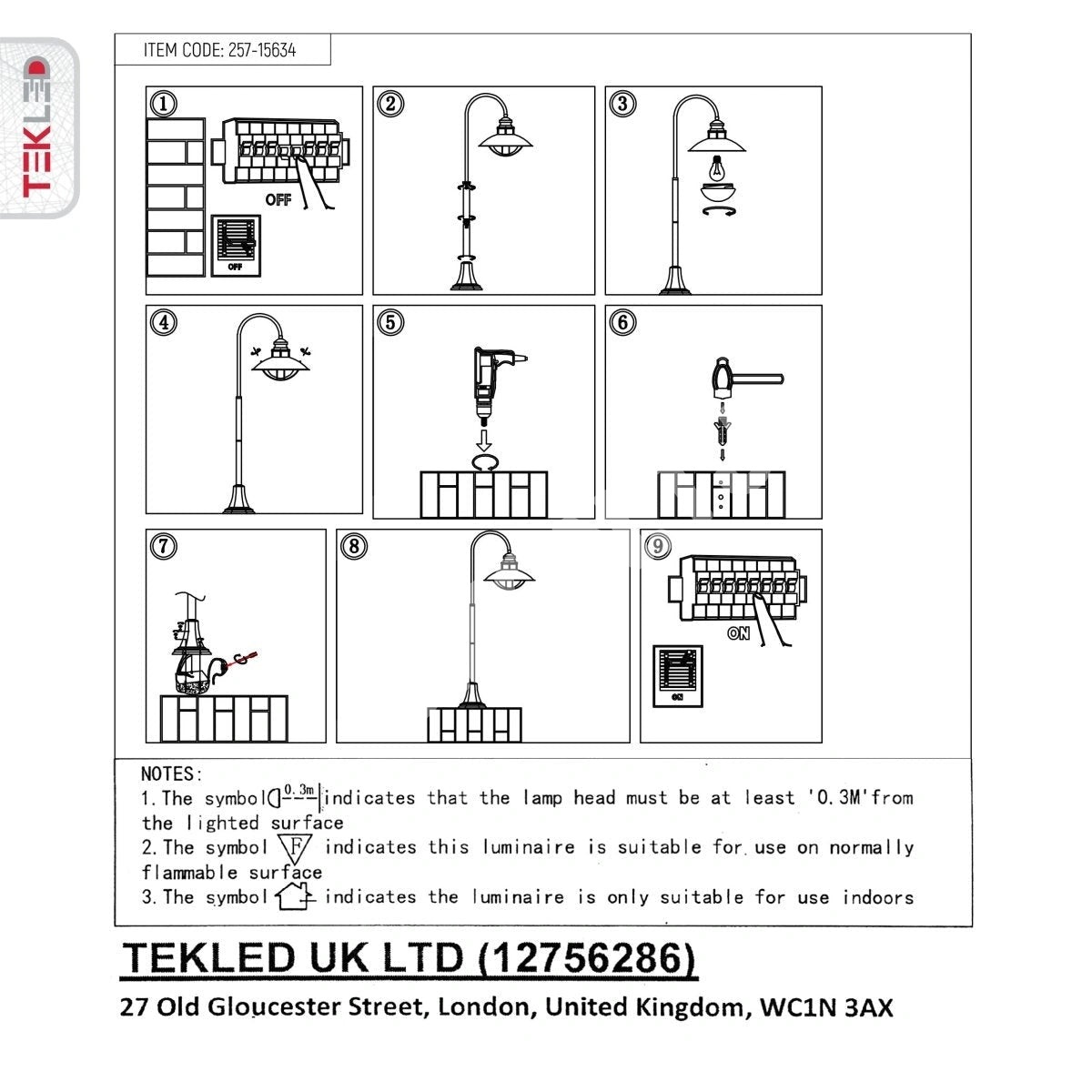 Светильник park. RH1779D-1 матовый черный E27 (TS), 257-15634 8