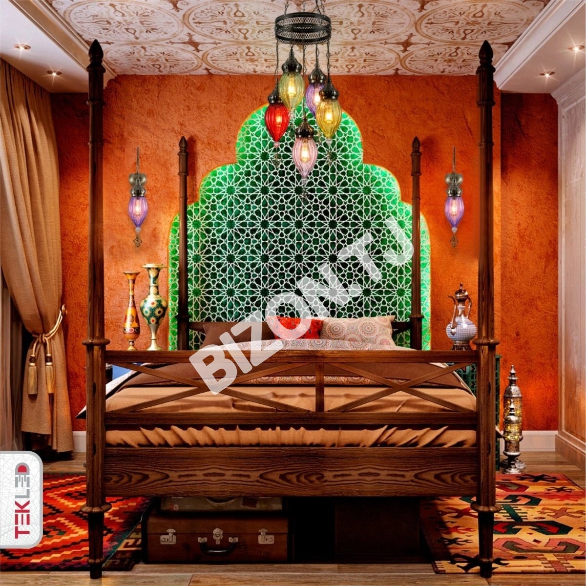 Розовый стекло антик бронзовый металл Body Moroccan Style настенный светильник с E27 Fitting, 151-194584 18