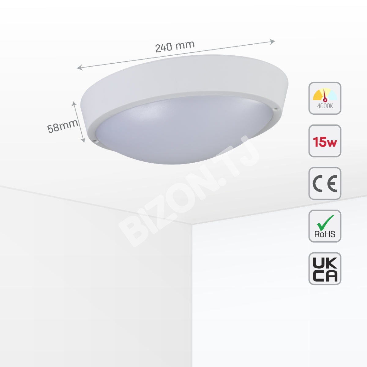 Светильник Oval LED FDD200 15 Вт белый 4000 К IP65, 181-15363 4