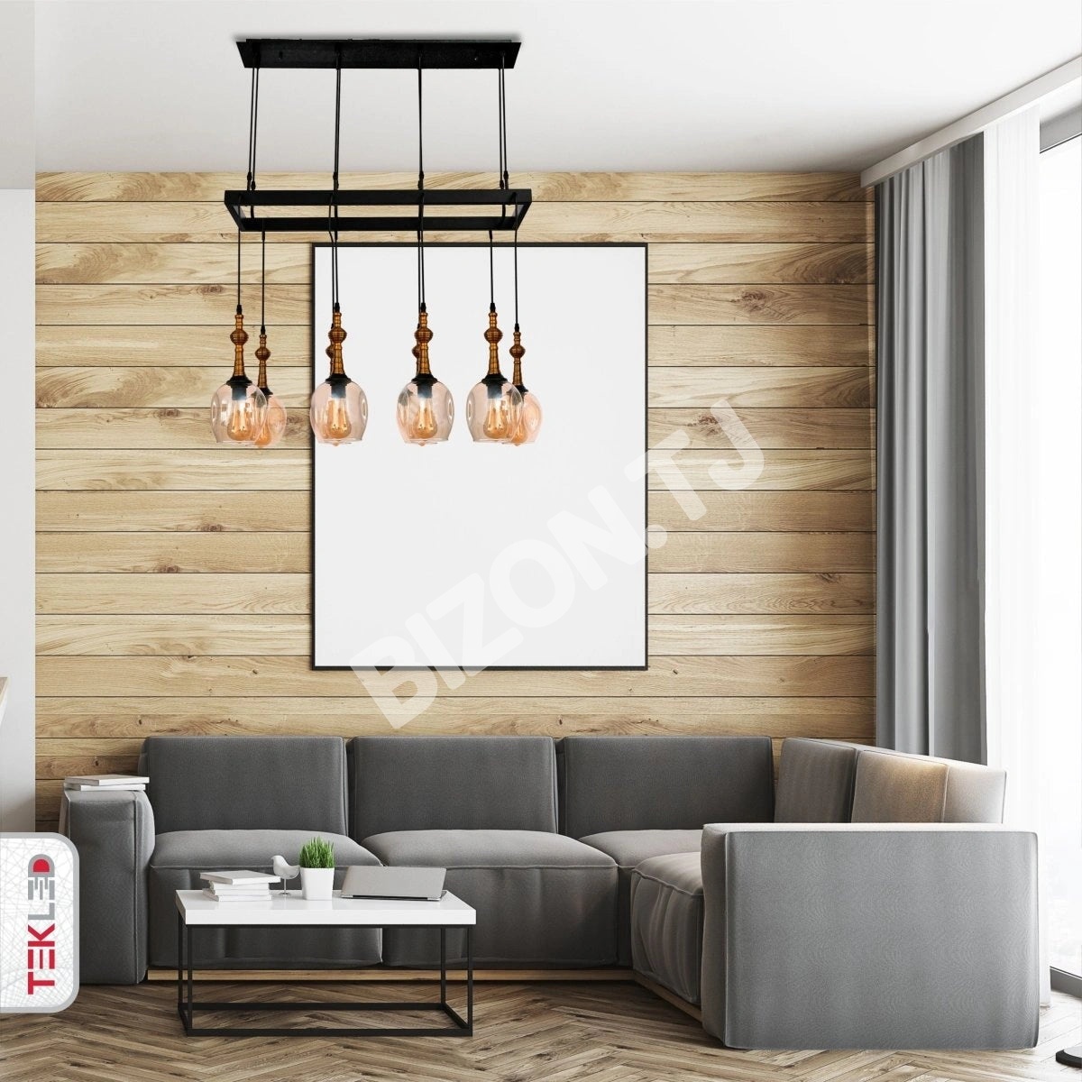 Люстра Amber Cone стекло черный металл Island потолочный Chandelier светильник с 8xE27, 158-19582 6