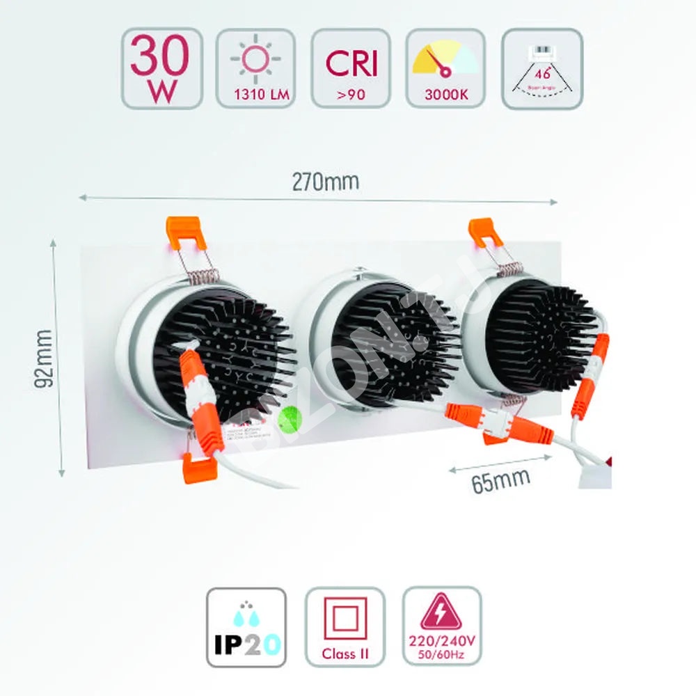 Светильник LED OC003C 3×10 Вт 3000 К белый 100-265 В 20, 165-033292 5
