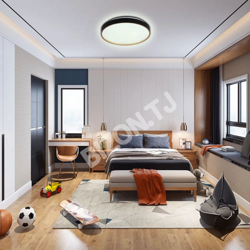 Светильник LED сверкающий потолоч Светильник BOVER 30Wx2 черный D400, 165-16016 2