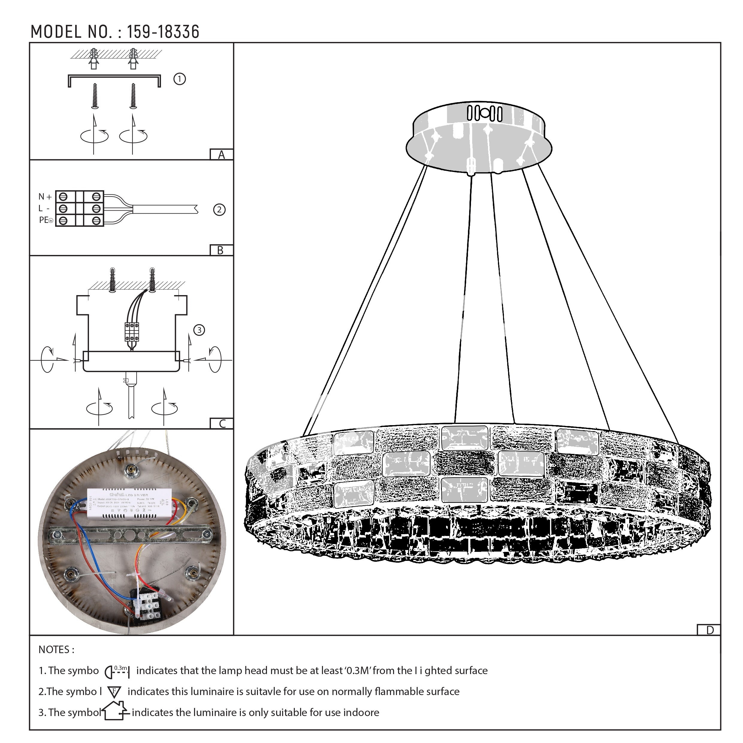 Люстра Crystal хром CB701 D500мм 3 Colour (с ди, 159-18334 20