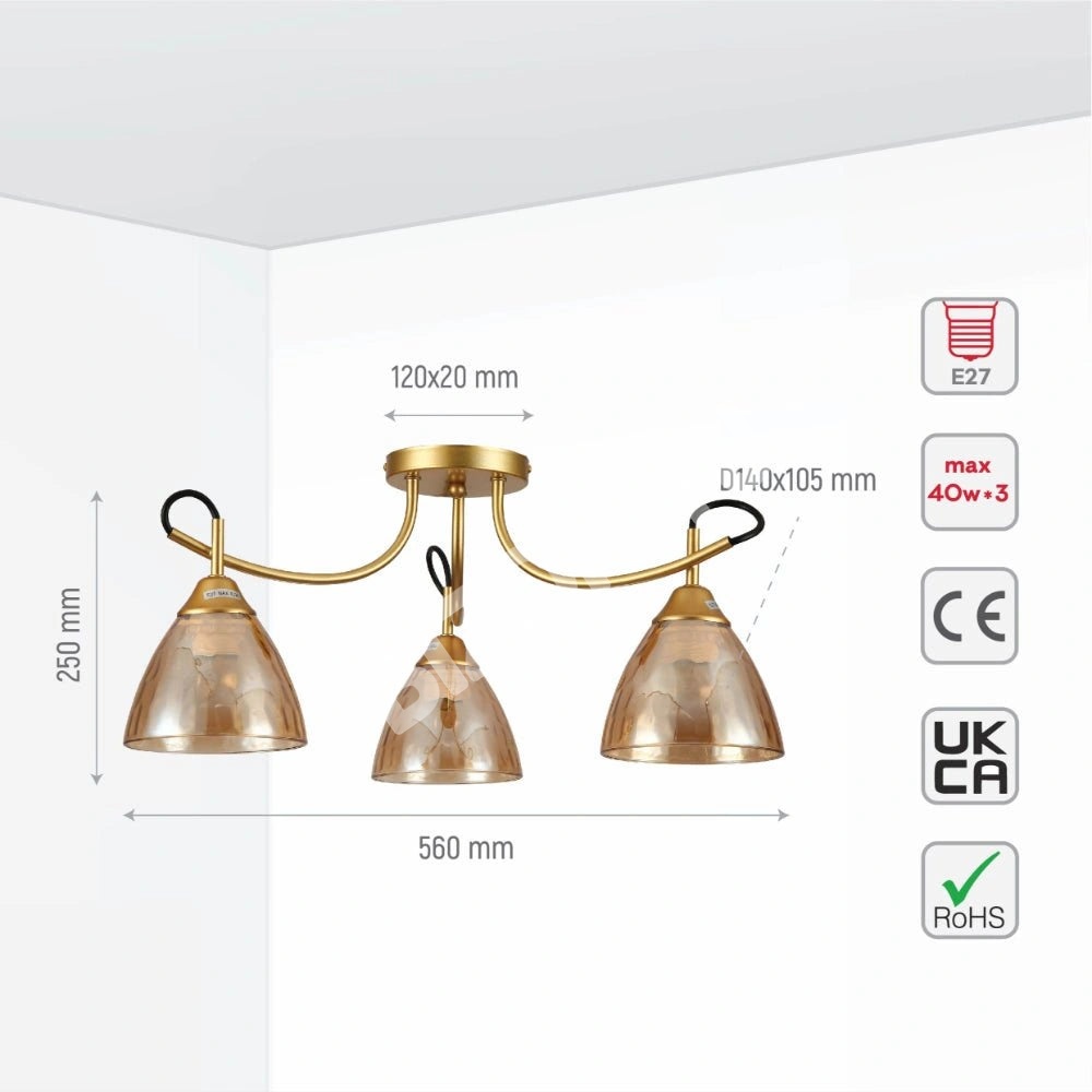 Люстра 52004 5xE27 CHAMPAGNE+золотой, 159-17642 3