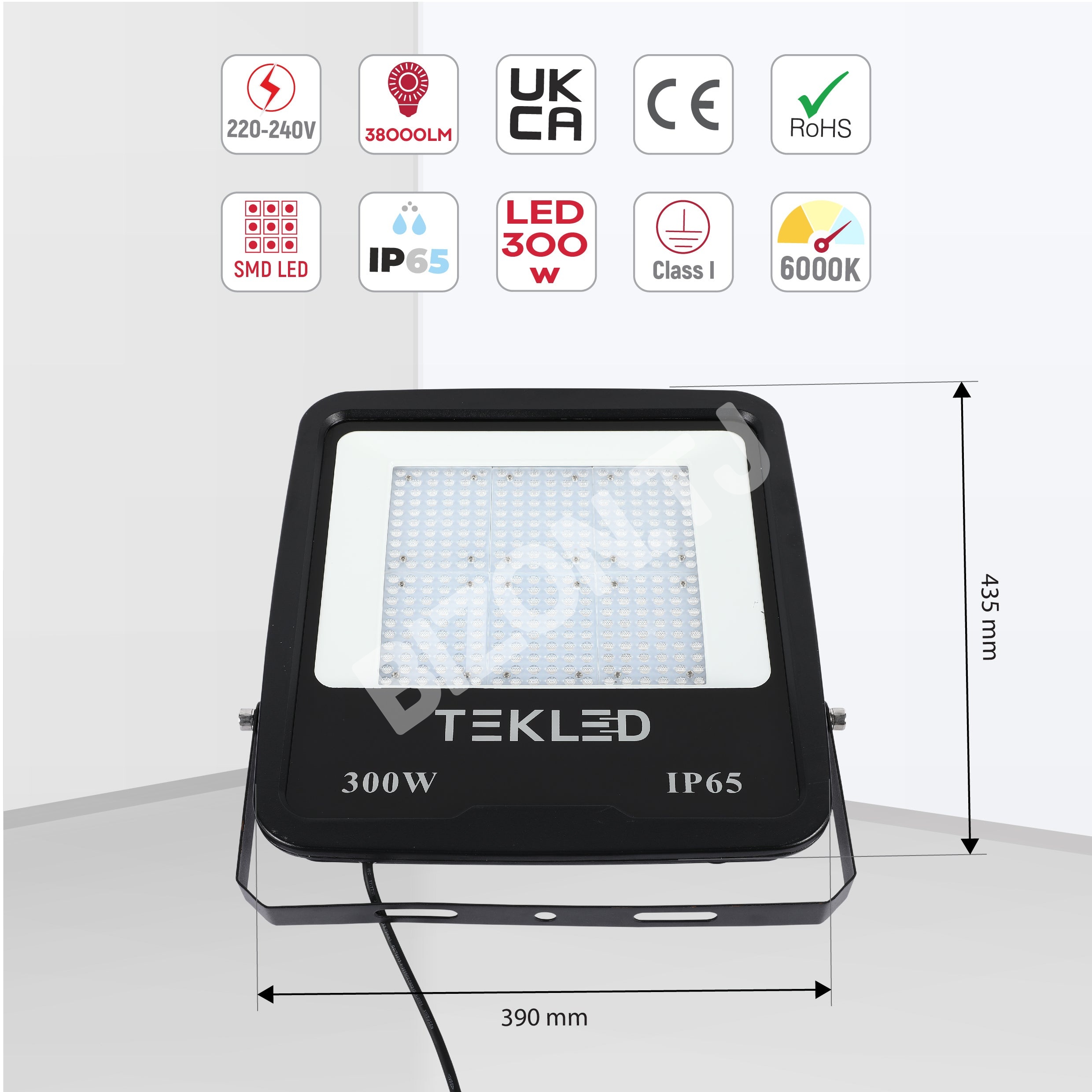 Прожектор LED SMD 300 Вт+-5% 6000 К черный(400×360×63)IP65, 224-03488 5
