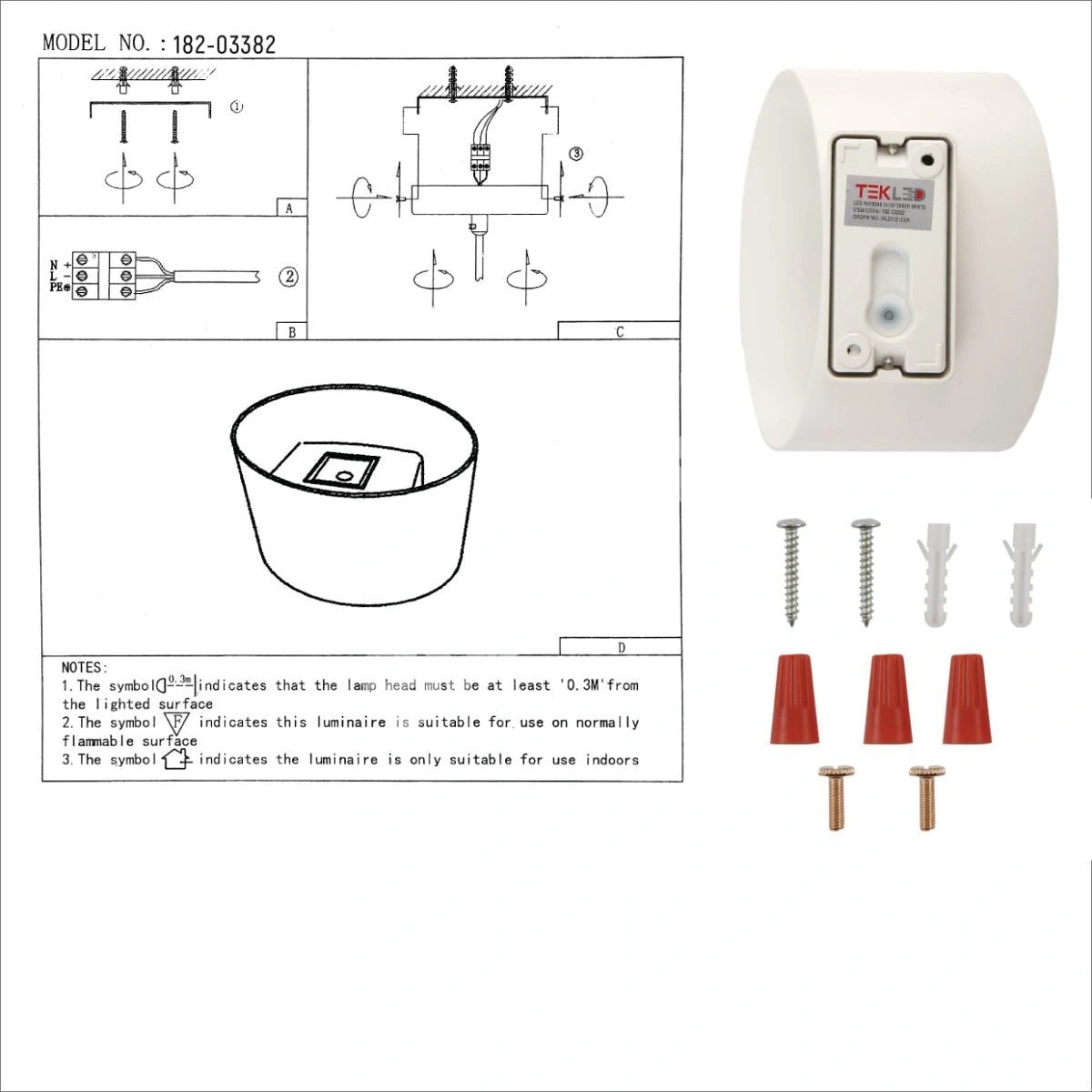 Белый Oblique Cylinder Up Down уличный современный LED, 182-03382 9