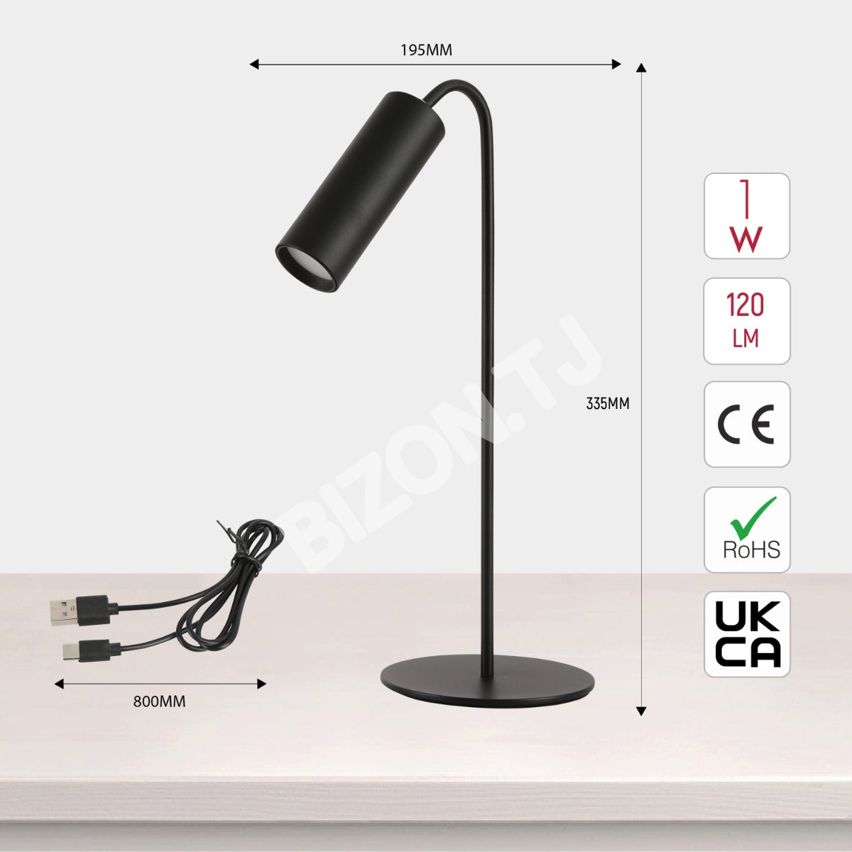 Светильник настольный SCANDINAVIAN 12 LED металл D195H335 белый, 130-03708 13