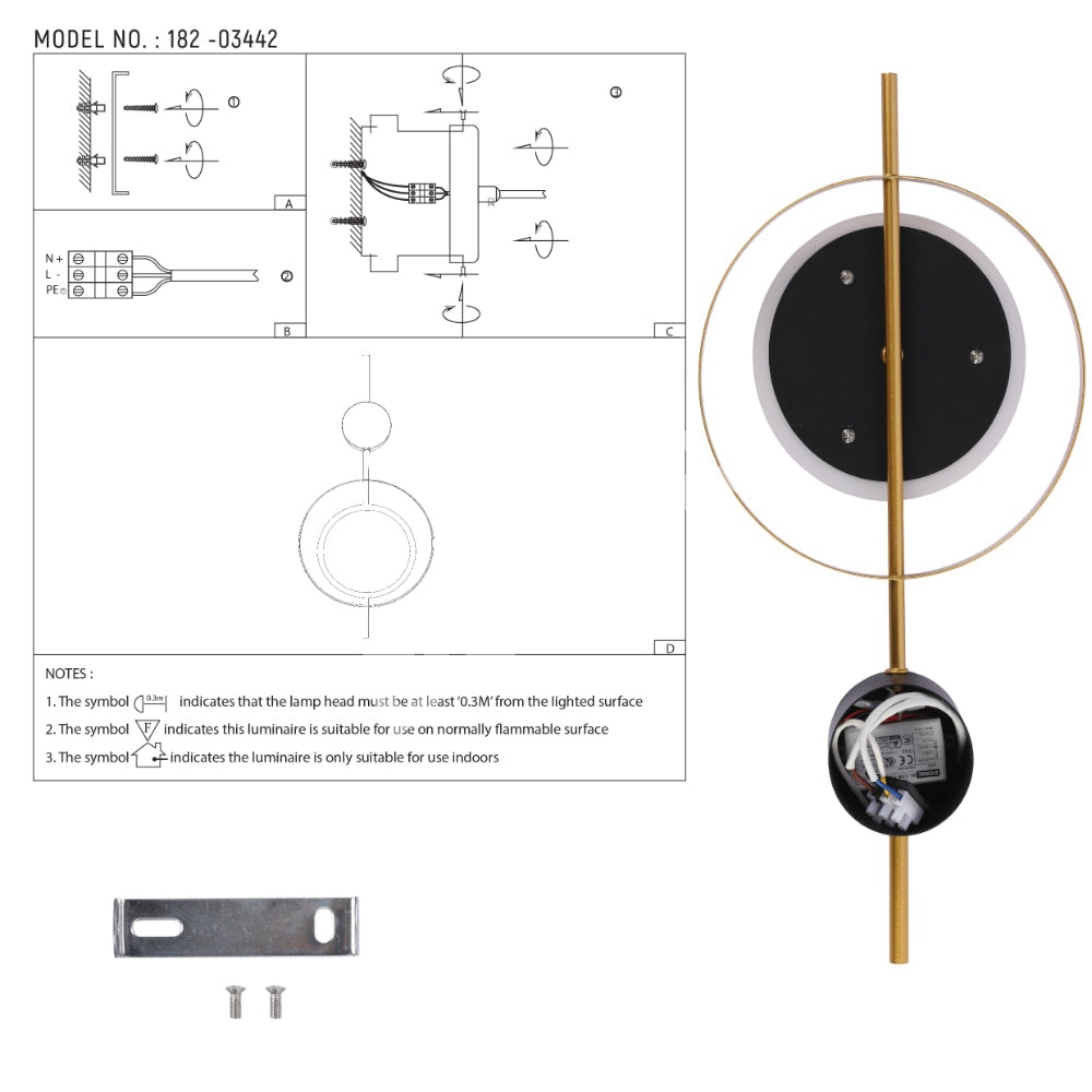 Designer Geometric черный Moon in золотой круглый Moder, 182-03442 8